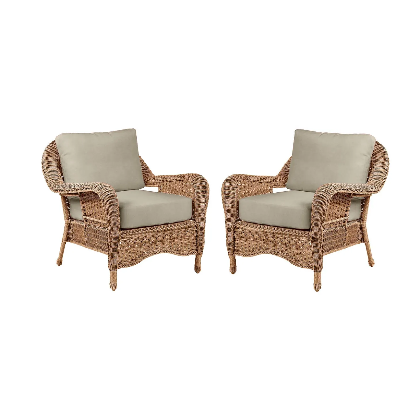 Outdoor Seating Sets>Plow & Hearth Prospect Hill Outdoor Deep Seating Chairs with Cushions, Set of 2