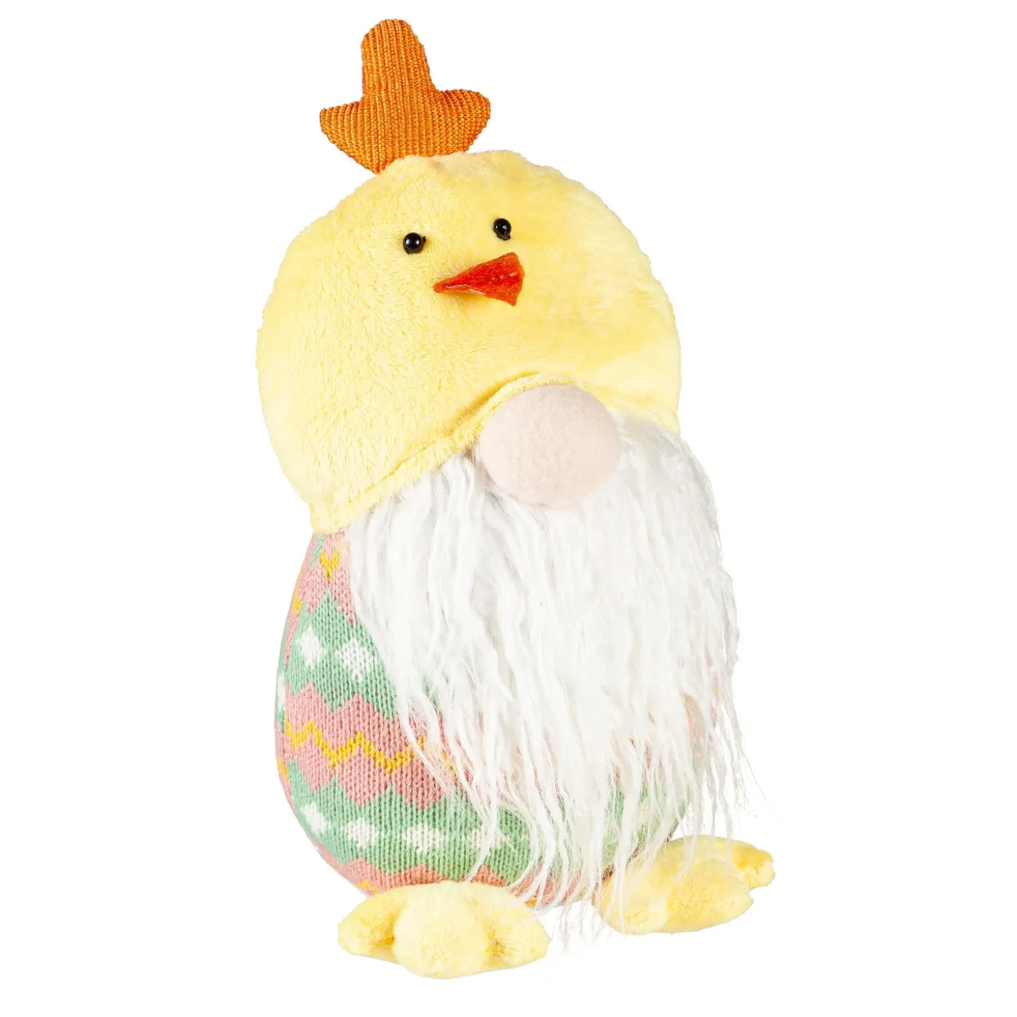 Decorative Accents>Plow & Hearth 12.5" Fabric Gnome with Chicken Hat Tabletop Décor