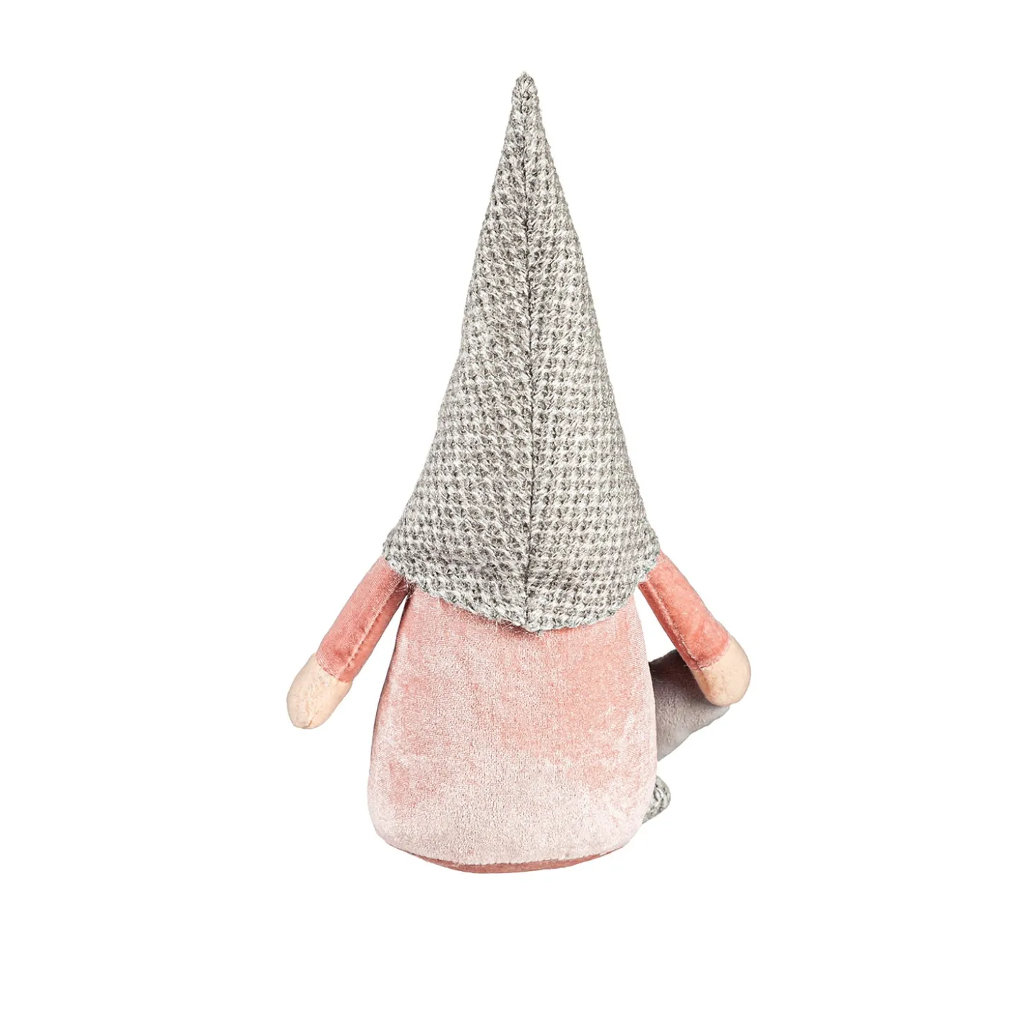 Decorative Accents>Plow & Hearth 13" Fabric Pink and Grey Gnome with Heart Valentine's Table Décor