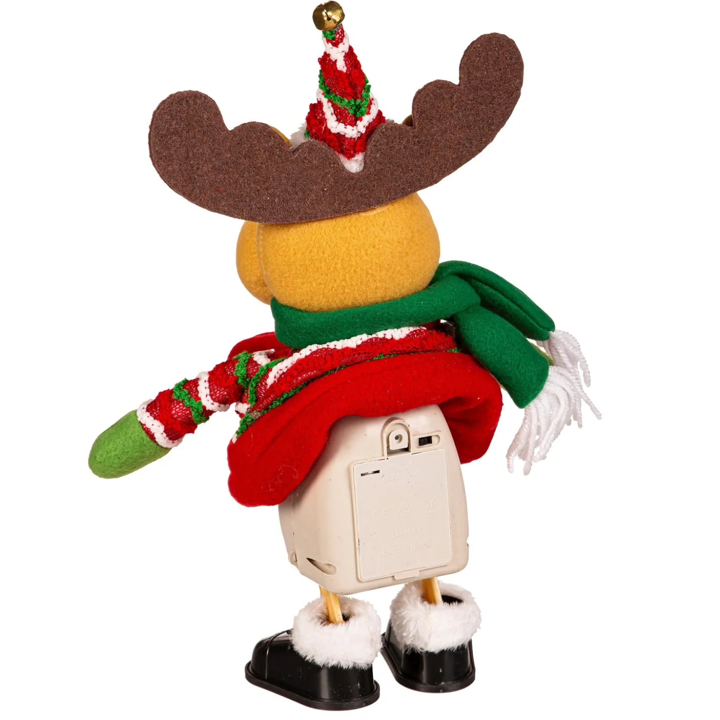 Decorative Accents>Plow & Hearth 13.5" Fabric Reindeer with Poseable Arms, Motion, & Music Table Décor
