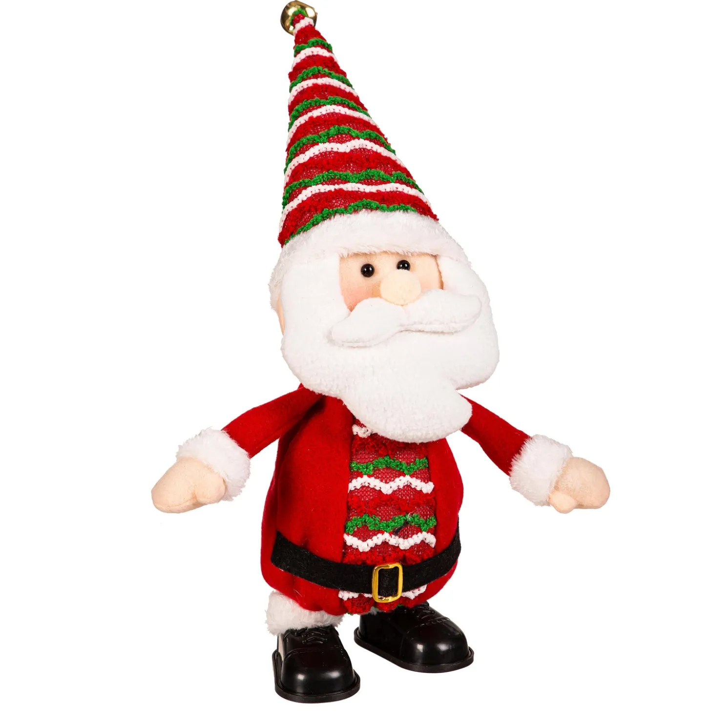 Decorative Accents>Plow & Hearth 13.5" Fabric Santa Claus with Motion & Music Table Décor