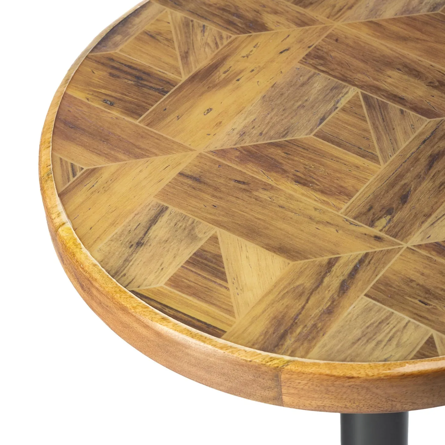 Accent Tables | Outdoor Side Tables>Plow & Hearth 24" H x 12" D Mango Wood with Round Mosaic Wood Finish Top Drink Table
