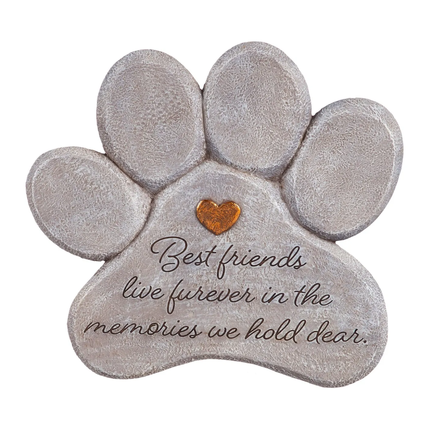 Memorial & Garden Plaques | Pathways & Stepping Stones>Plow & Hearth 11" Paw Shaped Pet Memorial Garden Stone, Best Friends Live Forever