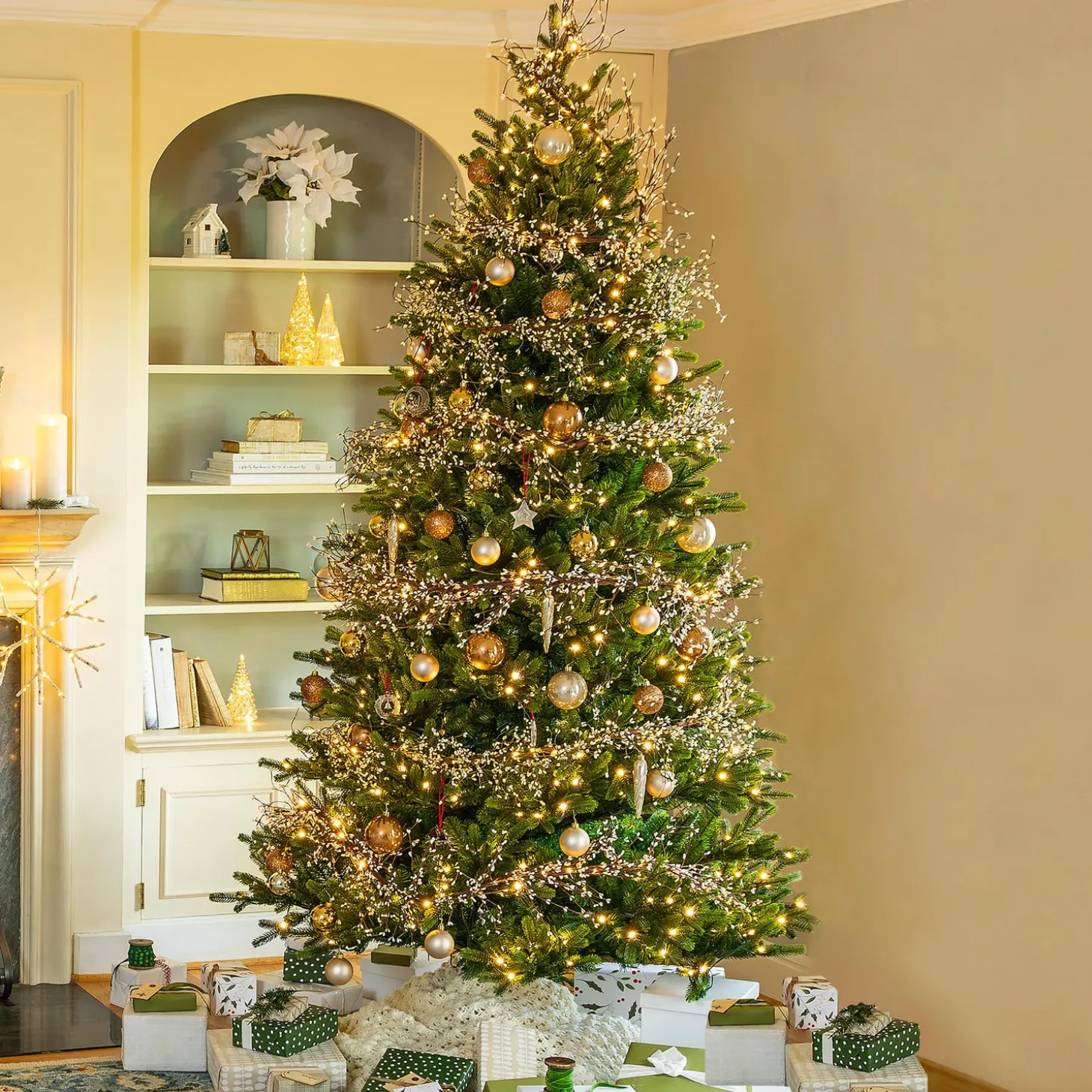Lighted Trees & Garlands>Plow & Hearth 7'3" Sussex Fir Christmas Tree with Warm White and Color-Changing LEDs