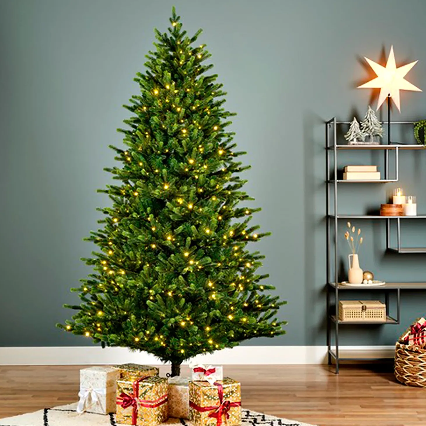 Lighted Trees & Garlands>Plow & Hearth 7'3" Sussex Fir Christmas Tree with Warm White and Color-Changing LEDs