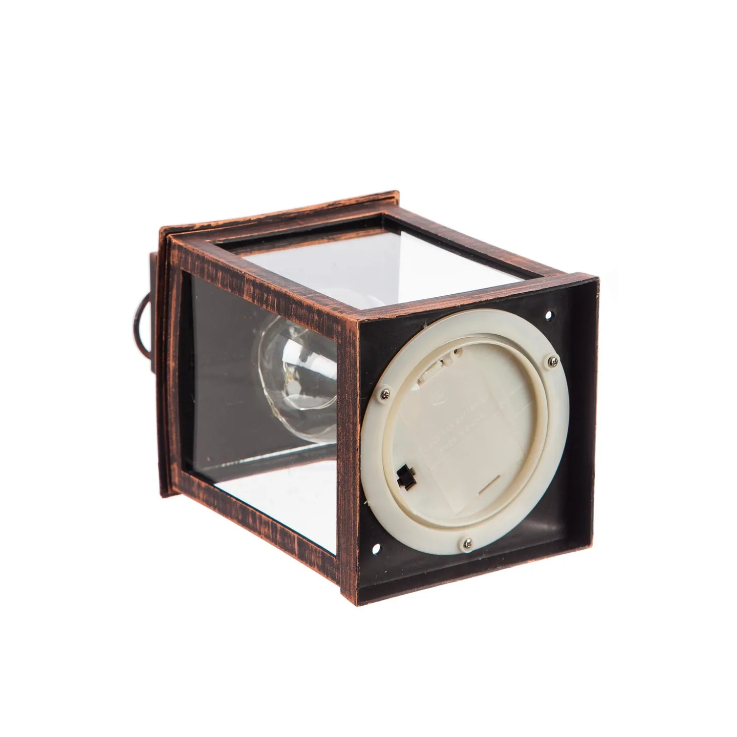 Outdoor Lamps | Candles & Lanterns>Plow & Hearth 8.5"H Battery Operated Twinkling Light Bulb Lantern, Brushed Bronze; Set of 2