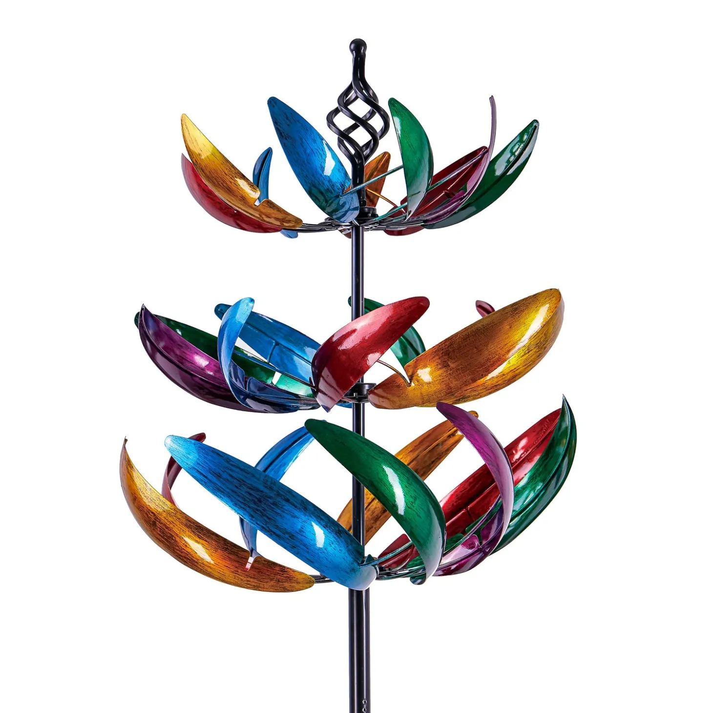 Wind Spinners>Plow & Hearth 84"H Three Tiered Wind Spinner, Multi-Colored
