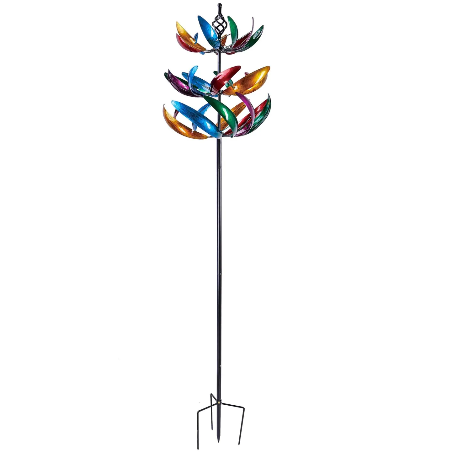 Wind Spinners>Plow & Hearth 84"H Three Tiered Wind Spinner, Multi-Colored