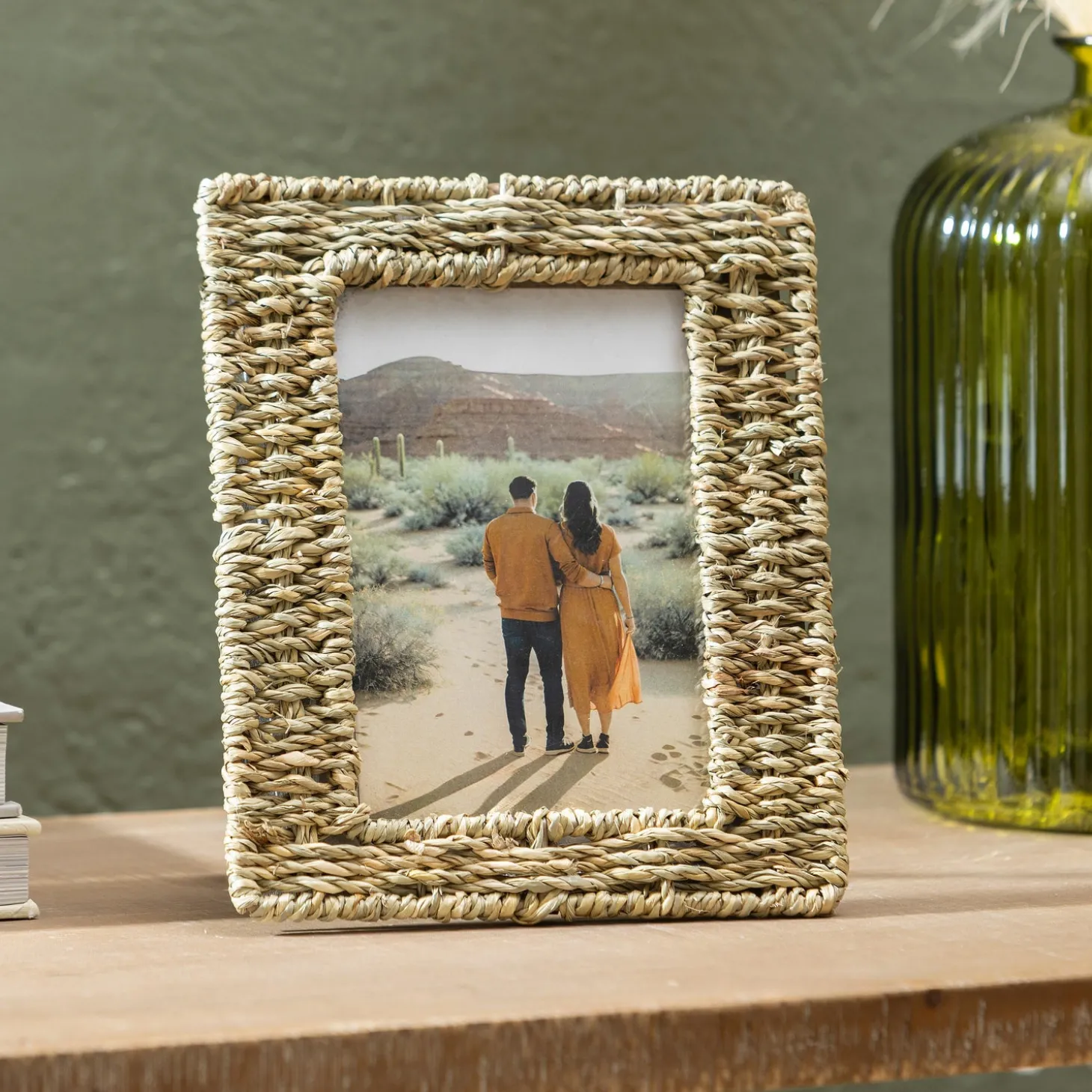 Decorative Accents>Plow & Hearth Rattan Picture Frame with Easel Back, 4"L x 6"H Photo