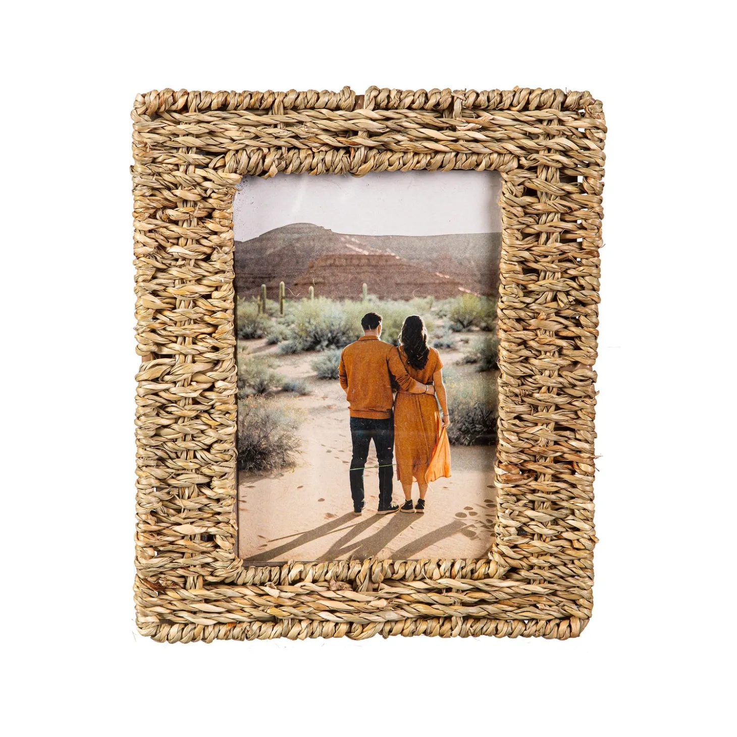 Decorative Accents>Plow & Hearth Rattan Picture Frame with Easel Back, 4"L x 6"H Photo