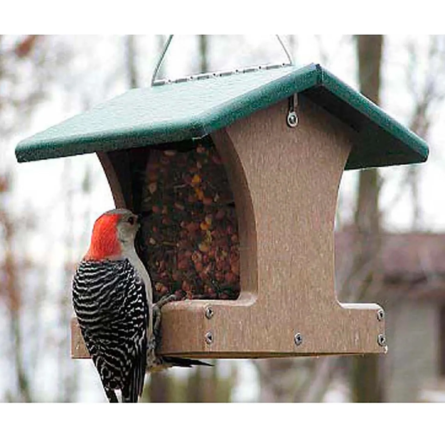 Bird Feeders>Plow & Hearth Recycled Poly-Lumber 2-Sided Hopper Bird Feeder