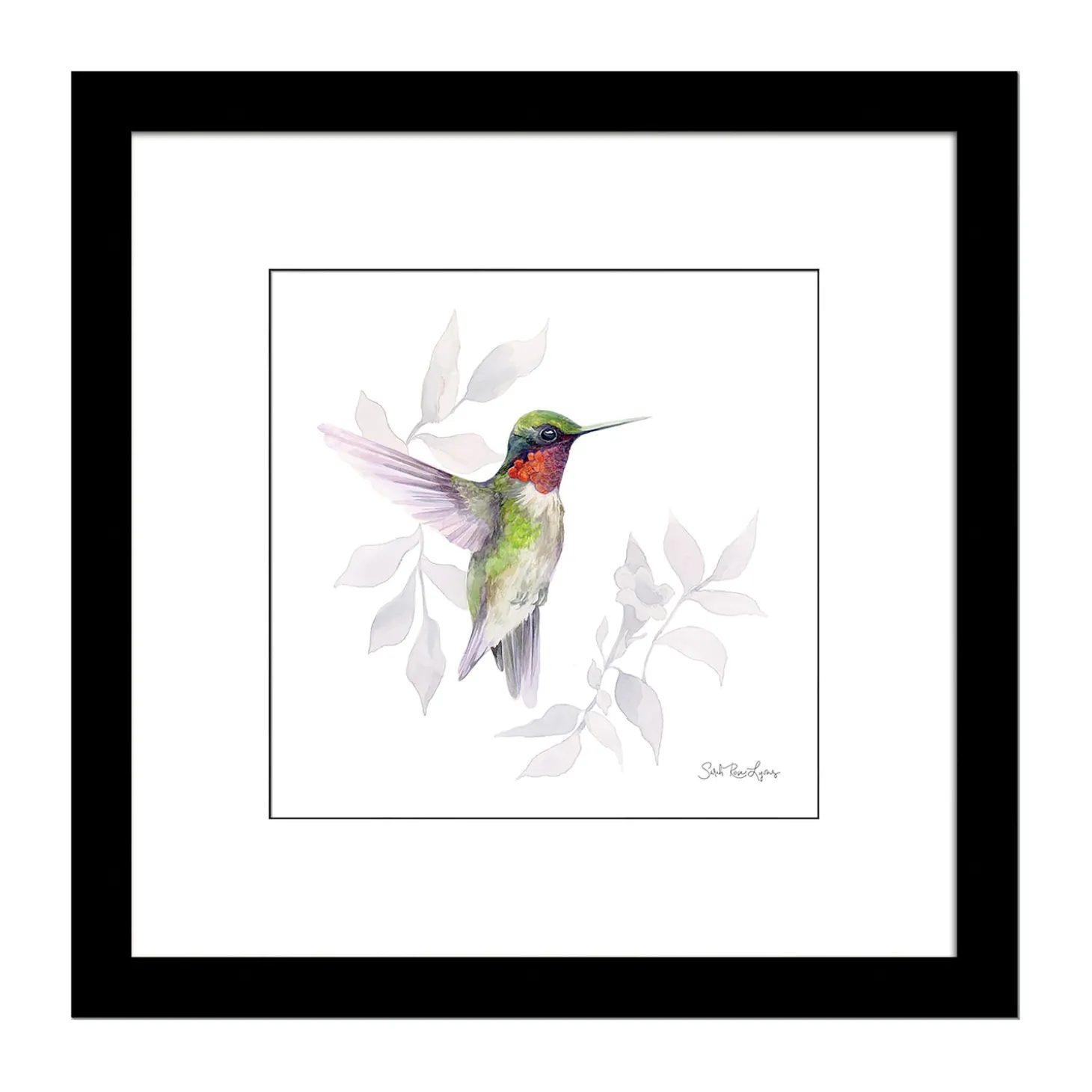 Wall Art>Plow & Hearth Ruby-Throated Hummingbird Framed Wall Art Painting