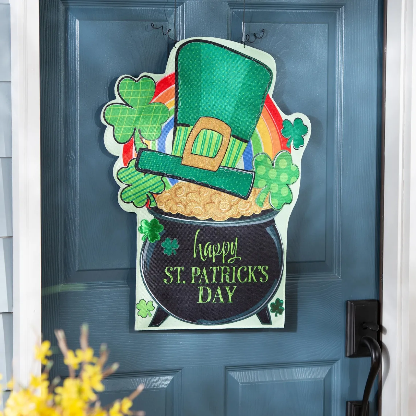 Fabric Door Hangers>Plow & Hearth Sending Love Valentine's Day / End of the Rainbow Double Sided Estate Door Décor