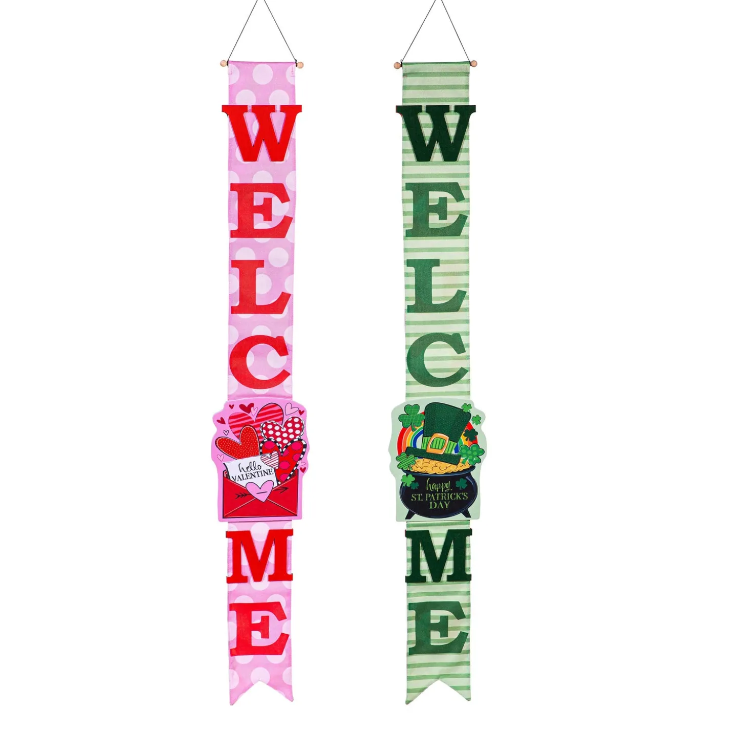 Fabric Door Hangers>Plow & Hearth Sending Love Valentine's Day/End of the Rainbow Double Sided Door Banner