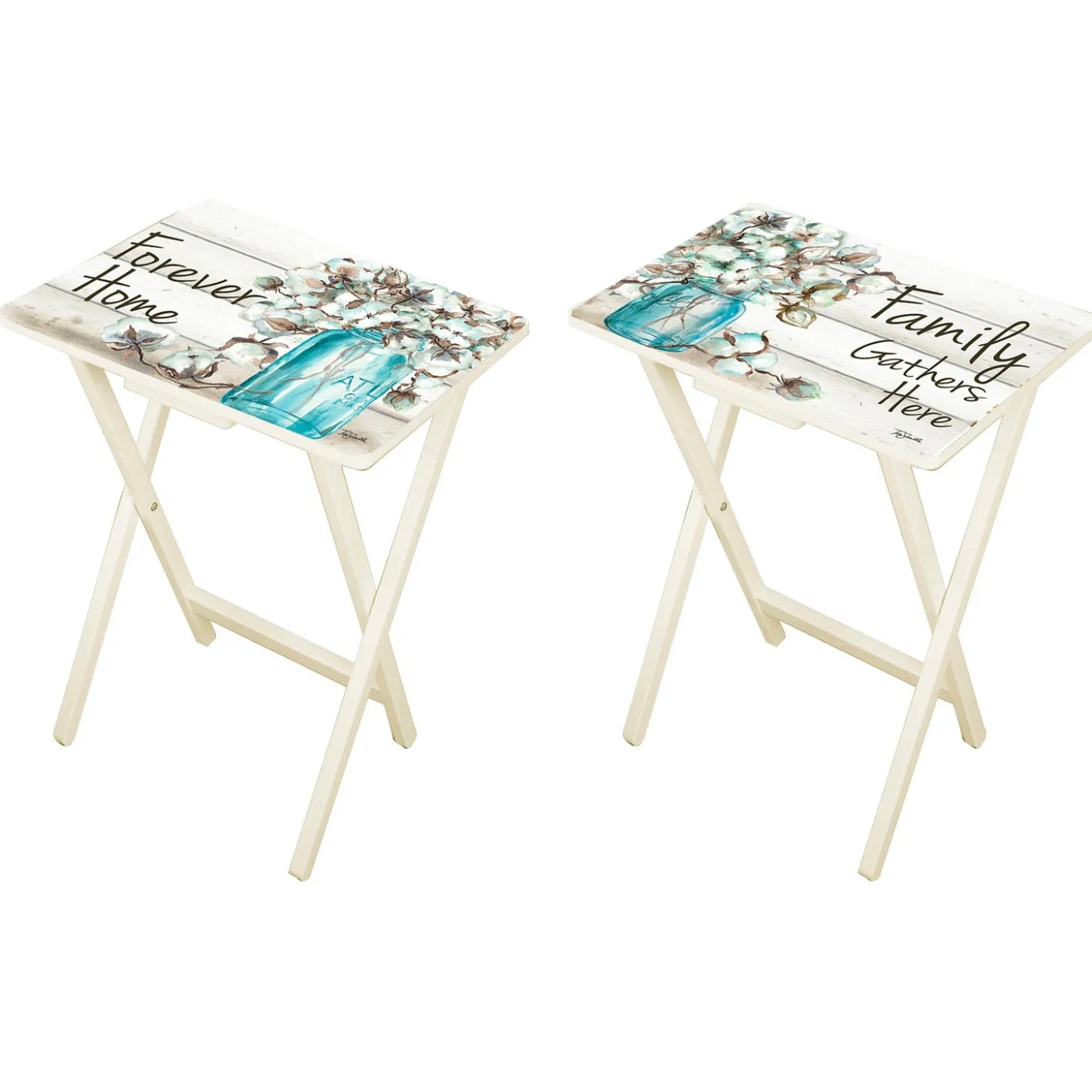 Accent Tables>Plow & Hearth Set of 2, Forever Home Foldable Side Table/ TV Tray