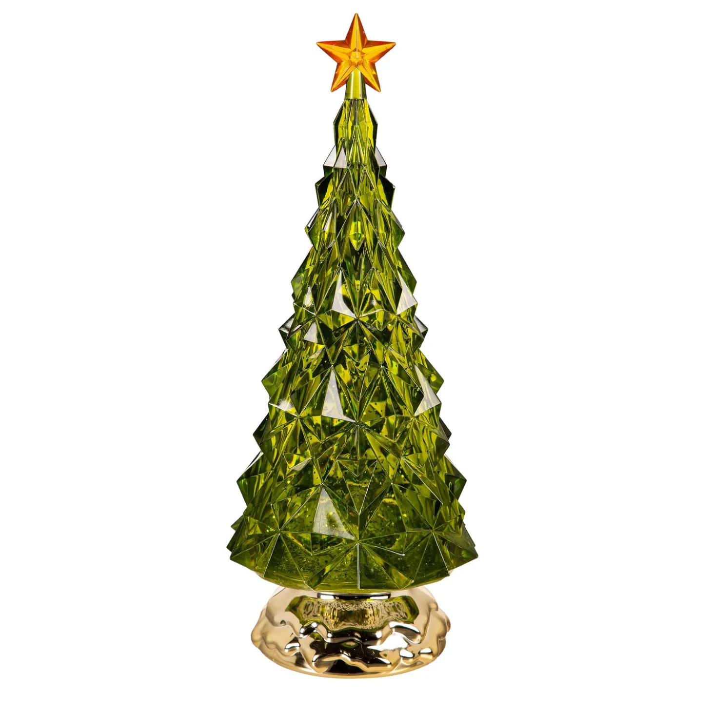Decorative Accents>Plow & Hearth Shades of Green LED Table Decor Christmas Tree Color Changing Water Lantern, 11.5"