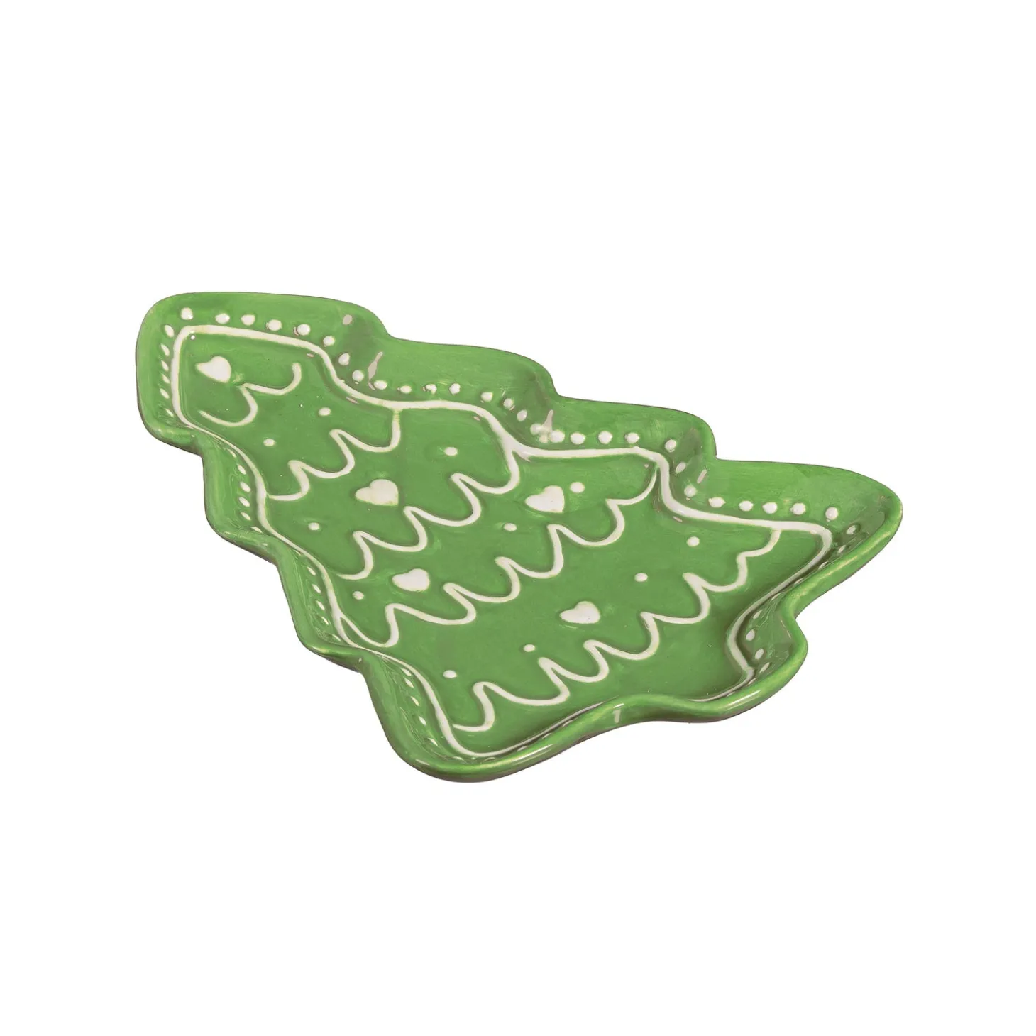 Plates & Platters>Plow & Hearth Shades of Green Plate Tree Shaped Embossed Ceramic Appetizer Plate, 8.25"