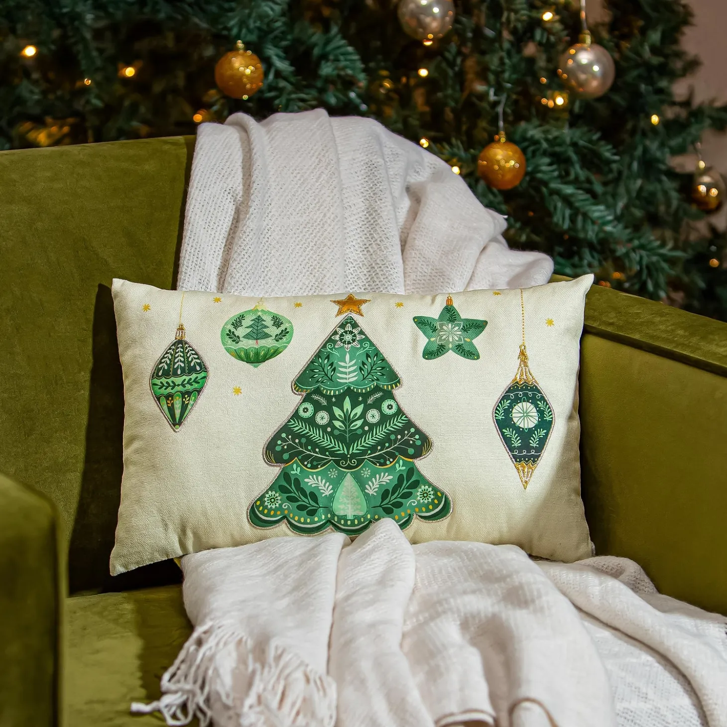 Decorative Pillows>Plow & Hearth Shades of Green Throw Pillow Lumbar Pillow, 16"L x 10.5"H