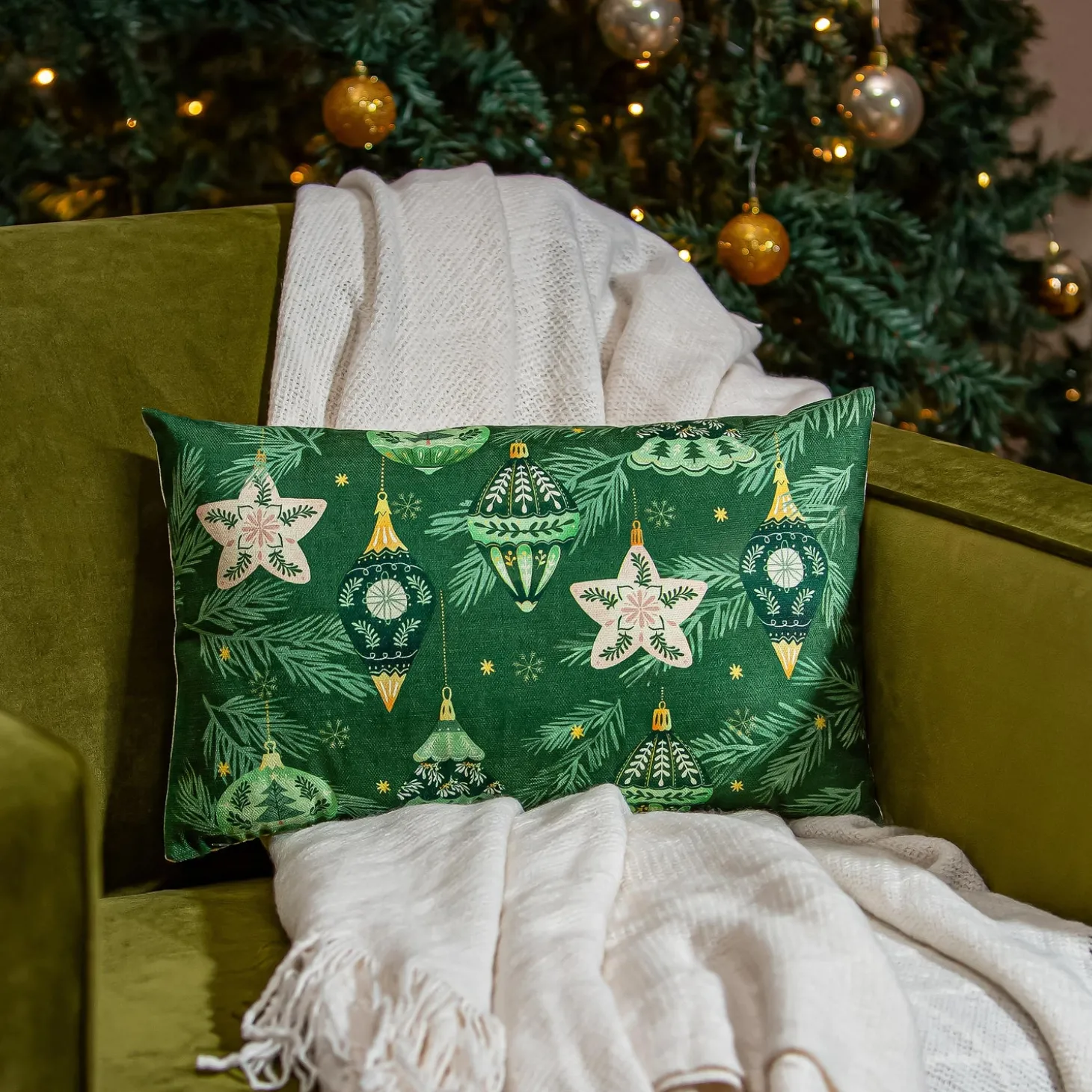 Decorative Pillows>Plow & Hearth Shades of Green Throw Pillow Lumbar Pillow, 16"L x 10.5"H