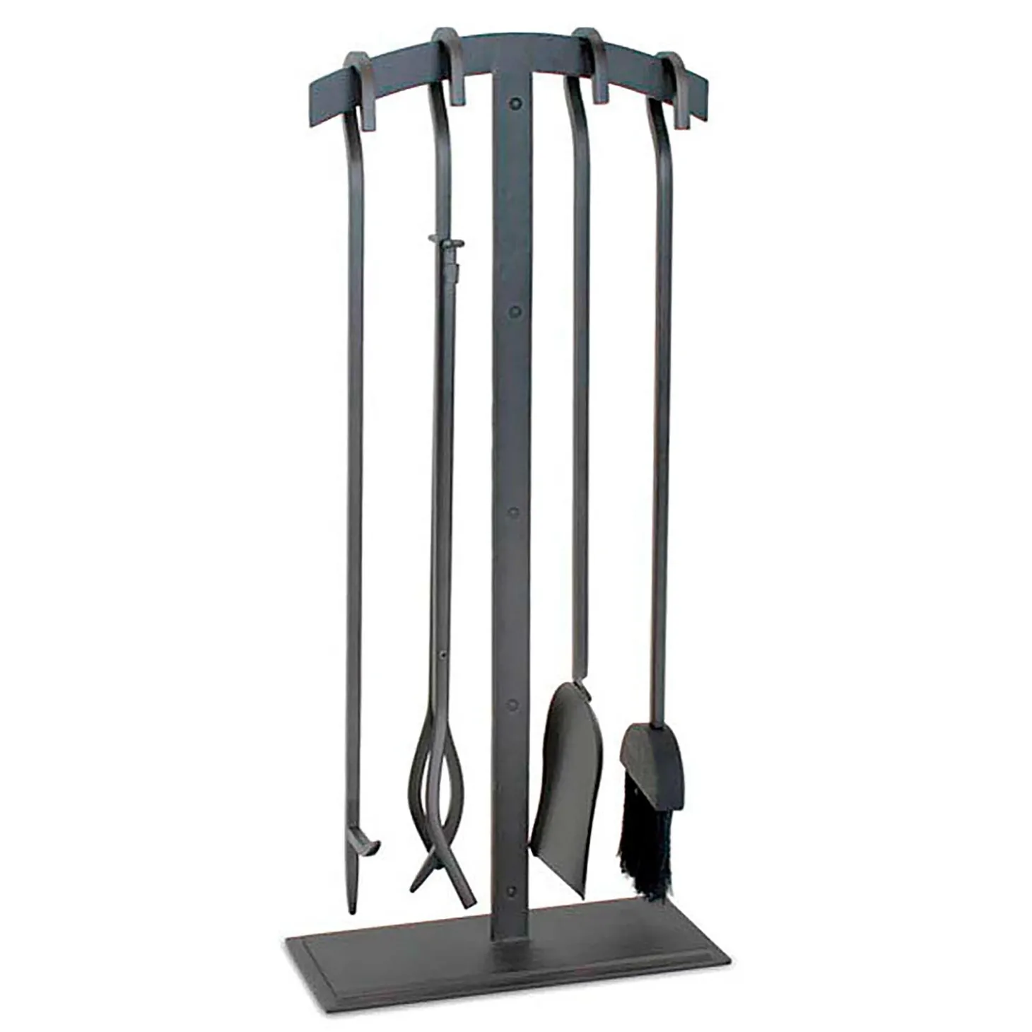 Fireplace Tool Sets>Plow & Hearth Shadow 4-Piece Fireplace Tool Set in Natural Finish Iron