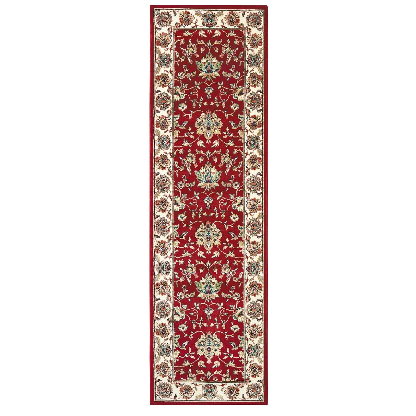 Area Rugs>Plow & Hearth Sheridan Border Polypropylene Rug, 2'3" x 7'6" Runner Red