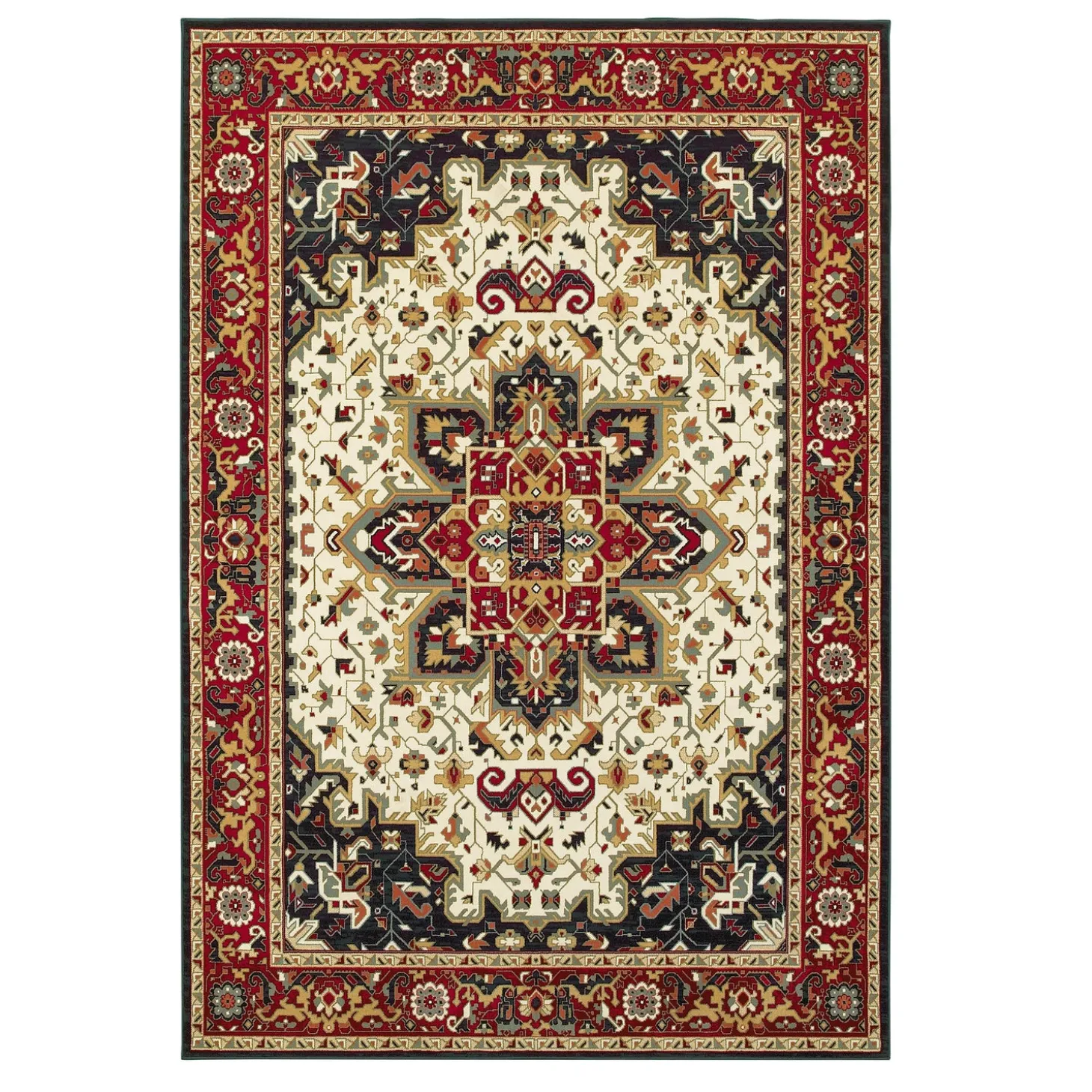 Area Rugs>Plow & Hearth Sheridan Medallion Polypropylene Rug, 1'10" x 3' Red