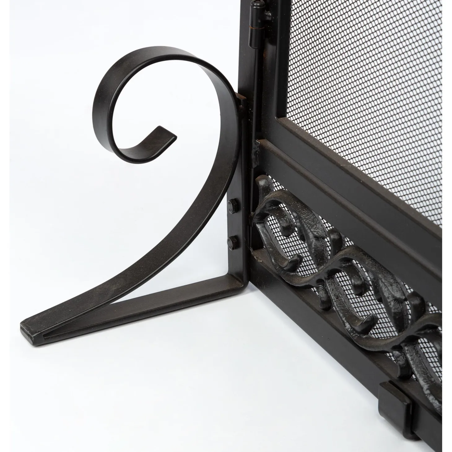 Fireplace Screens With Doors>Plow & Hearth Small Cast Iron Scrollwork Fire Screen With Doors Black