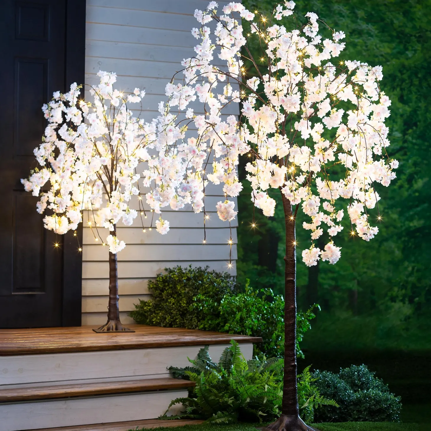 Lighted Trees & Garlands>Plow & Hearth Small Lighted Faux Weeping Cherry Tree, 4'H