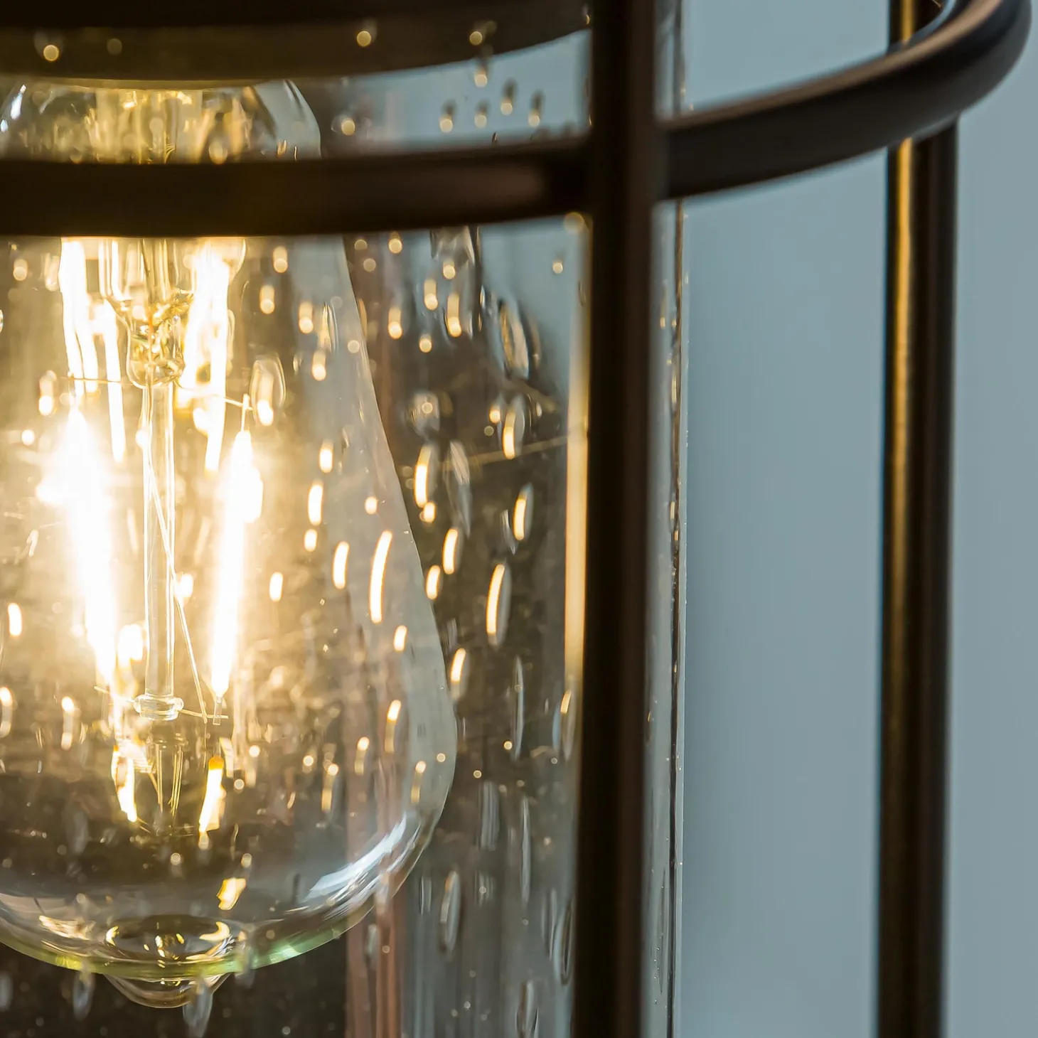 Solar Accents | Solar Lighting>Plow & Hearth Solar Metal and Bubble Glass Vintage Lantern