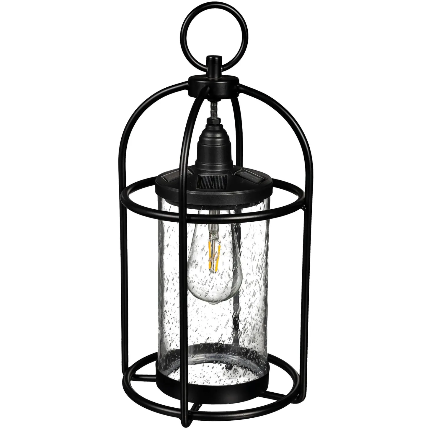 Solar Accents | Solar Lighting>Plow & Hearth Solar Metal and Bubble Glass Vintage Lantern