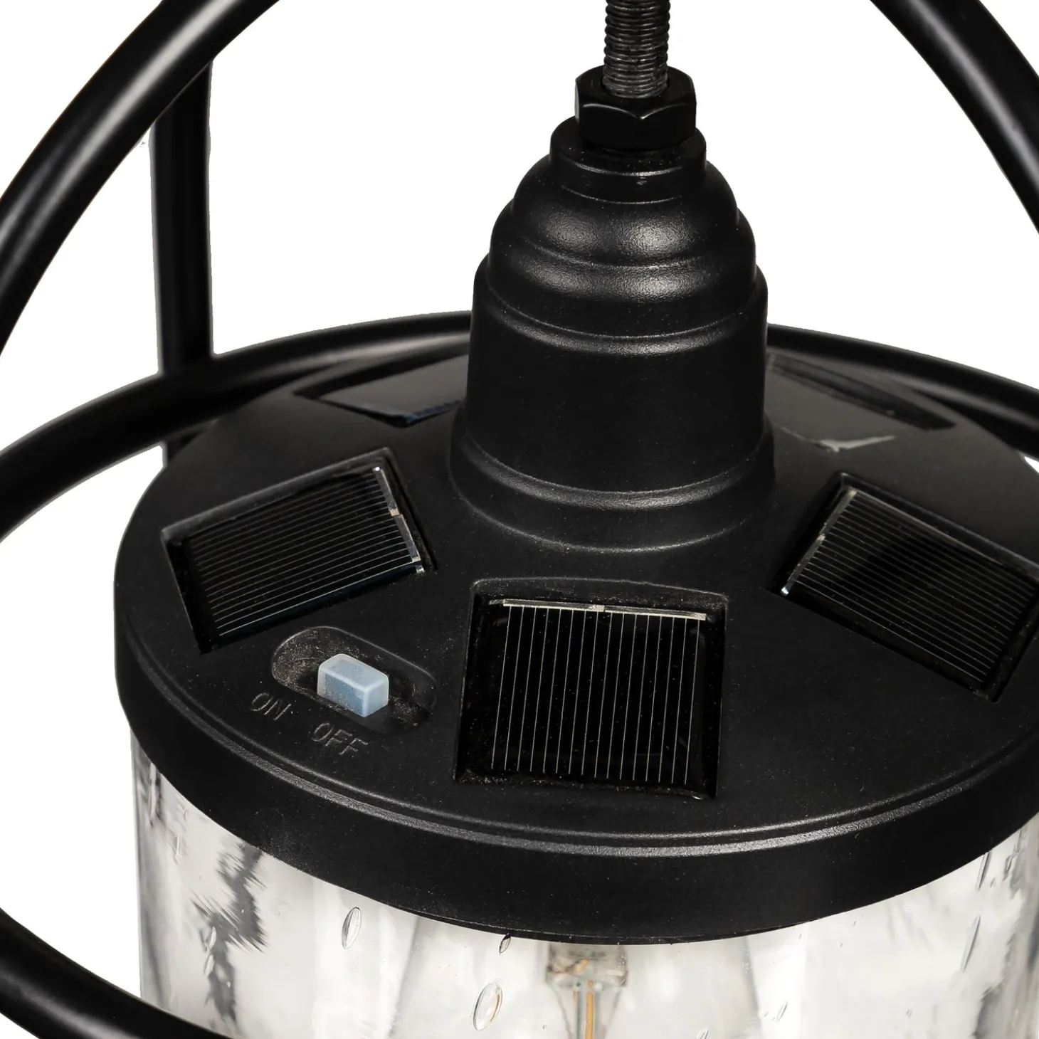 Solar Accents | Solar Lighting>Plow & Hearth Solar Metal and Bubble Glass Vintage Lantern