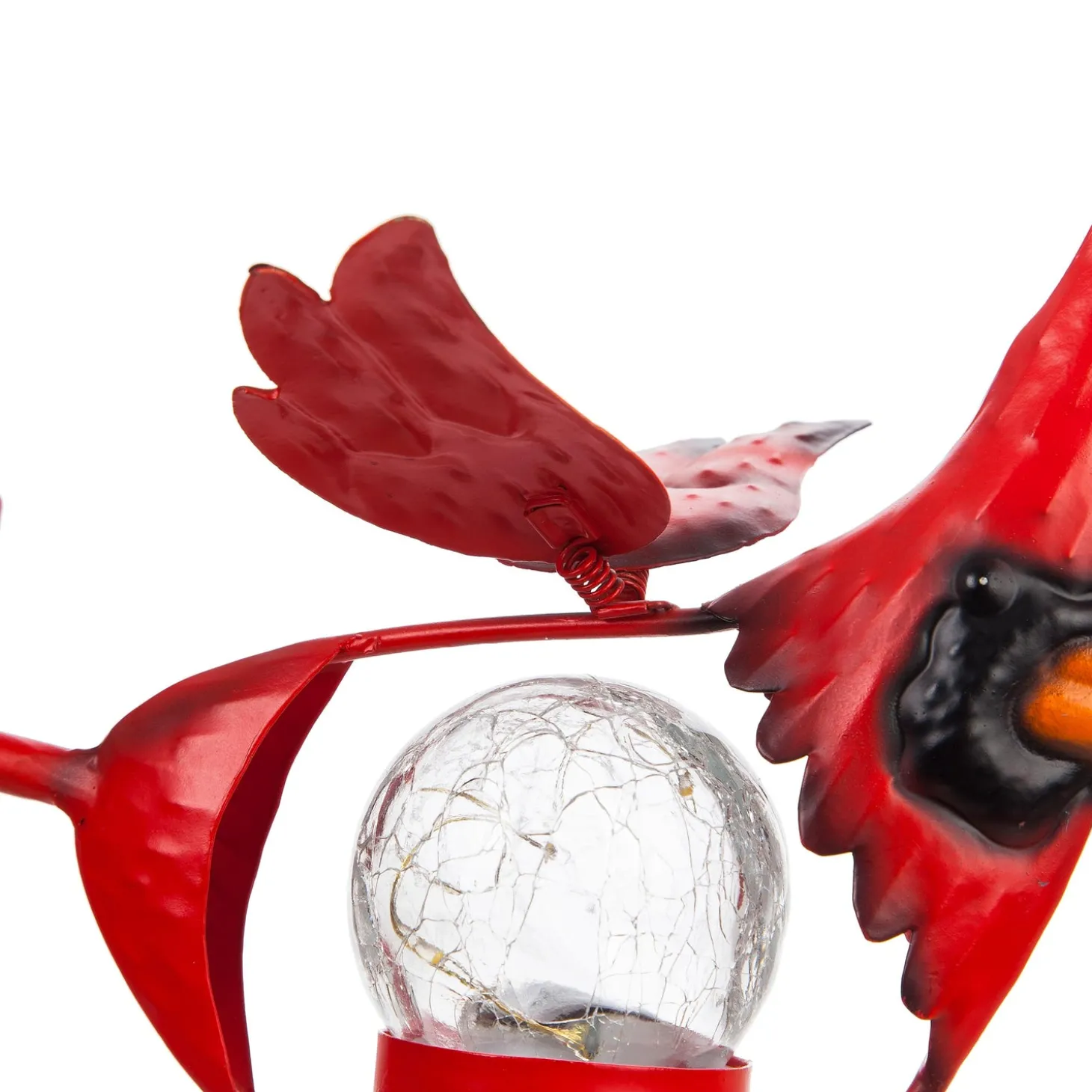 Wind Spinners | Garden Stakes>Plow & Hearth Solar Songbird Metal Wind Spinner with Glass Orb, Cardinal