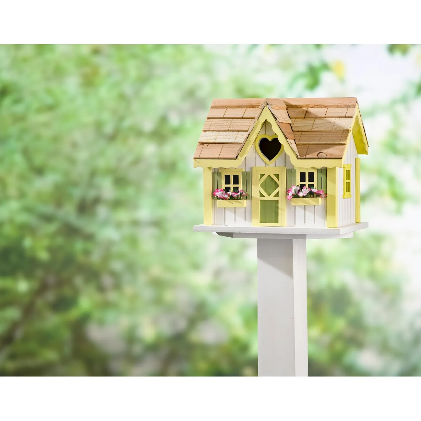 Birdhouses>Plow & Hearth Sweetheart Cottage Birdhouse, Yellow