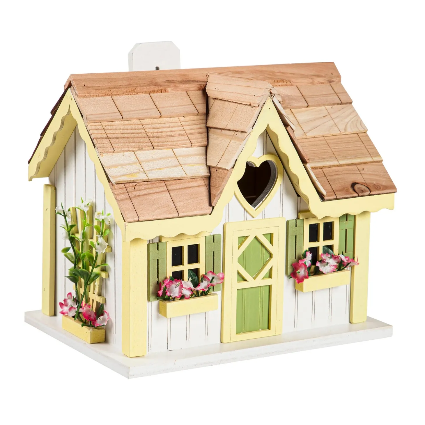 Birdhouses>Plow & Hearth Sweetheart Cottage Birdhouse, Yellow
