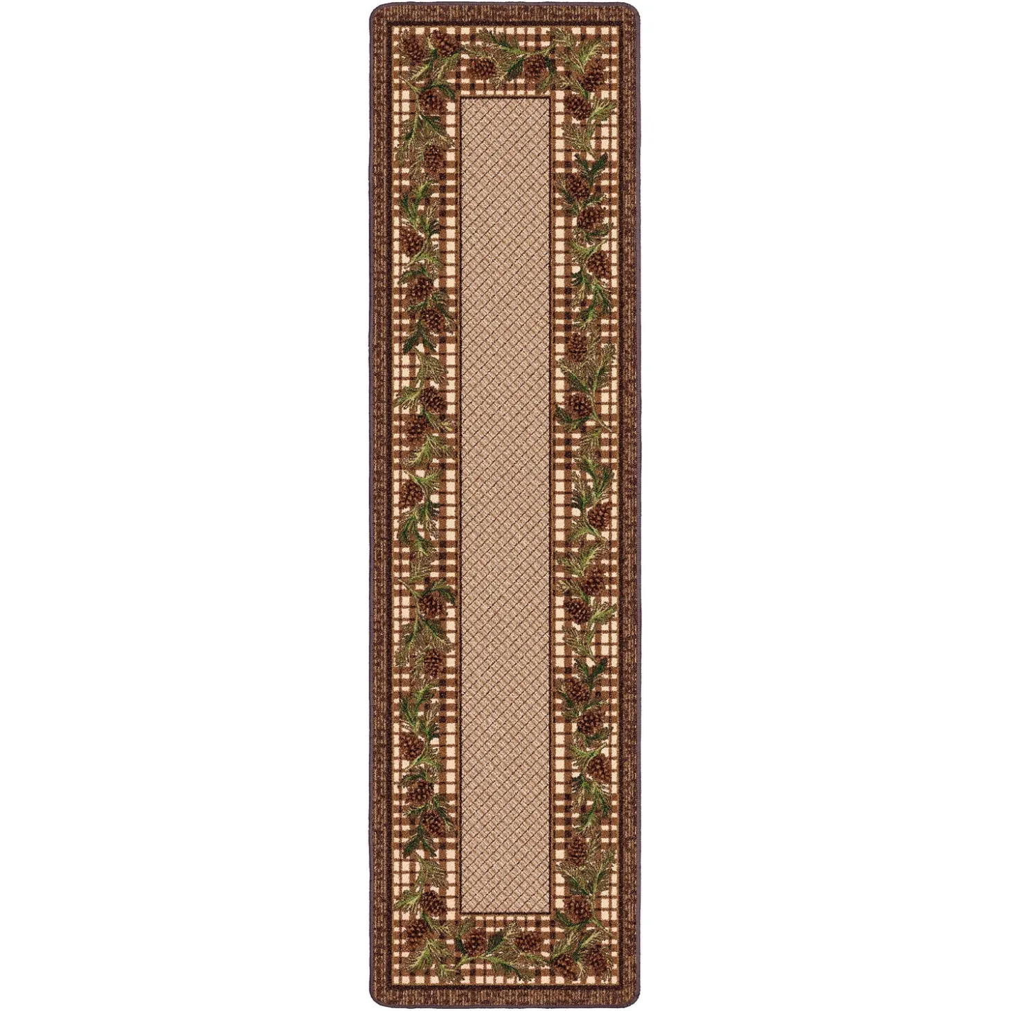 Area Rugs>Plow & Hearth Sweetwater Pine Plaid EnduraStran Area Rug, 2'1" x 7'8" Runner