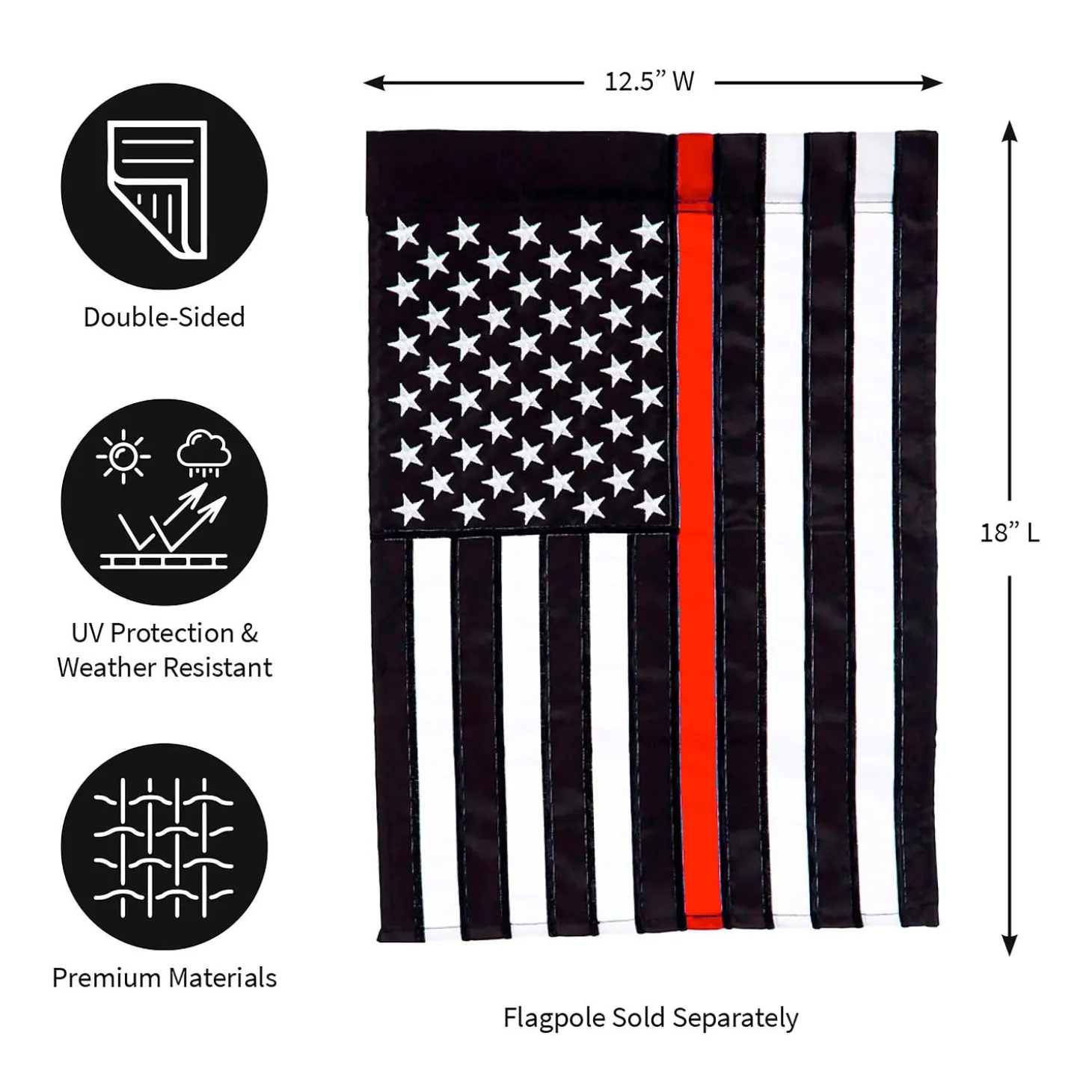 Garden Flags>Plow & Hearth Thin Red Line Garden Applique Flag