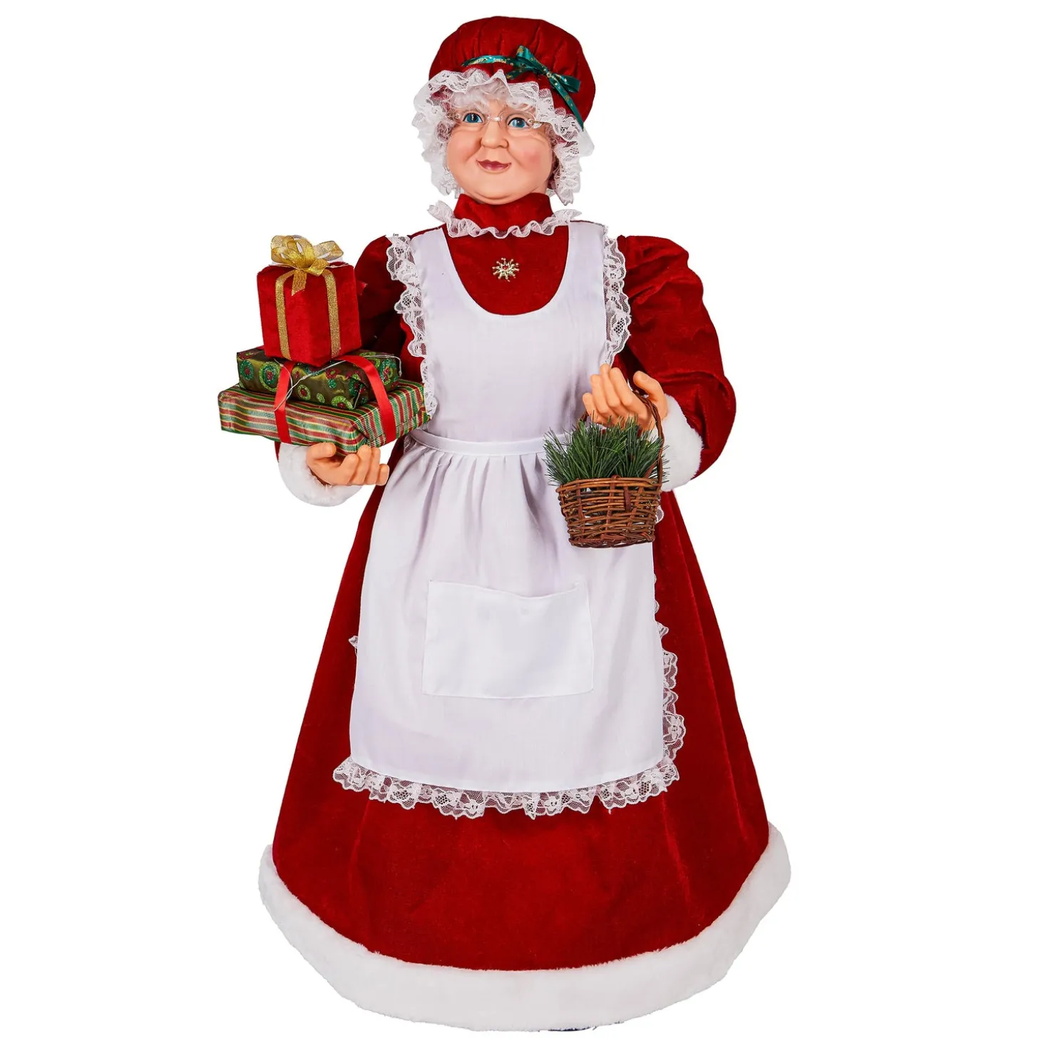 Decorative Accents>Plow & Hearth Traditional Santa LED Table Decor Dancing Mrs. Claus with Music, 36.75"