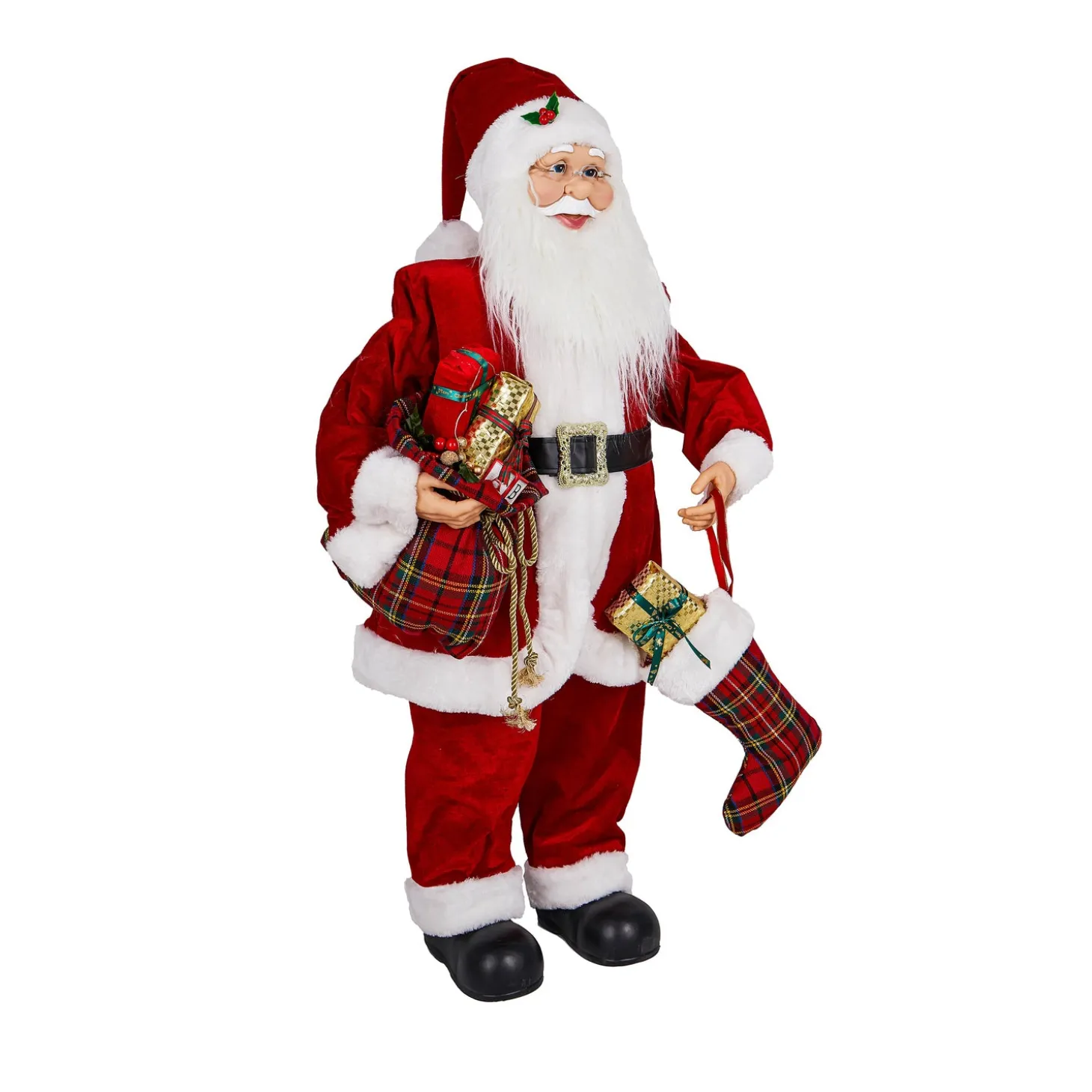 Decorative Accents>Plow & Hearth Traditional Santa LED Table Decor Dancing Santa Claus with Music, 39.5"