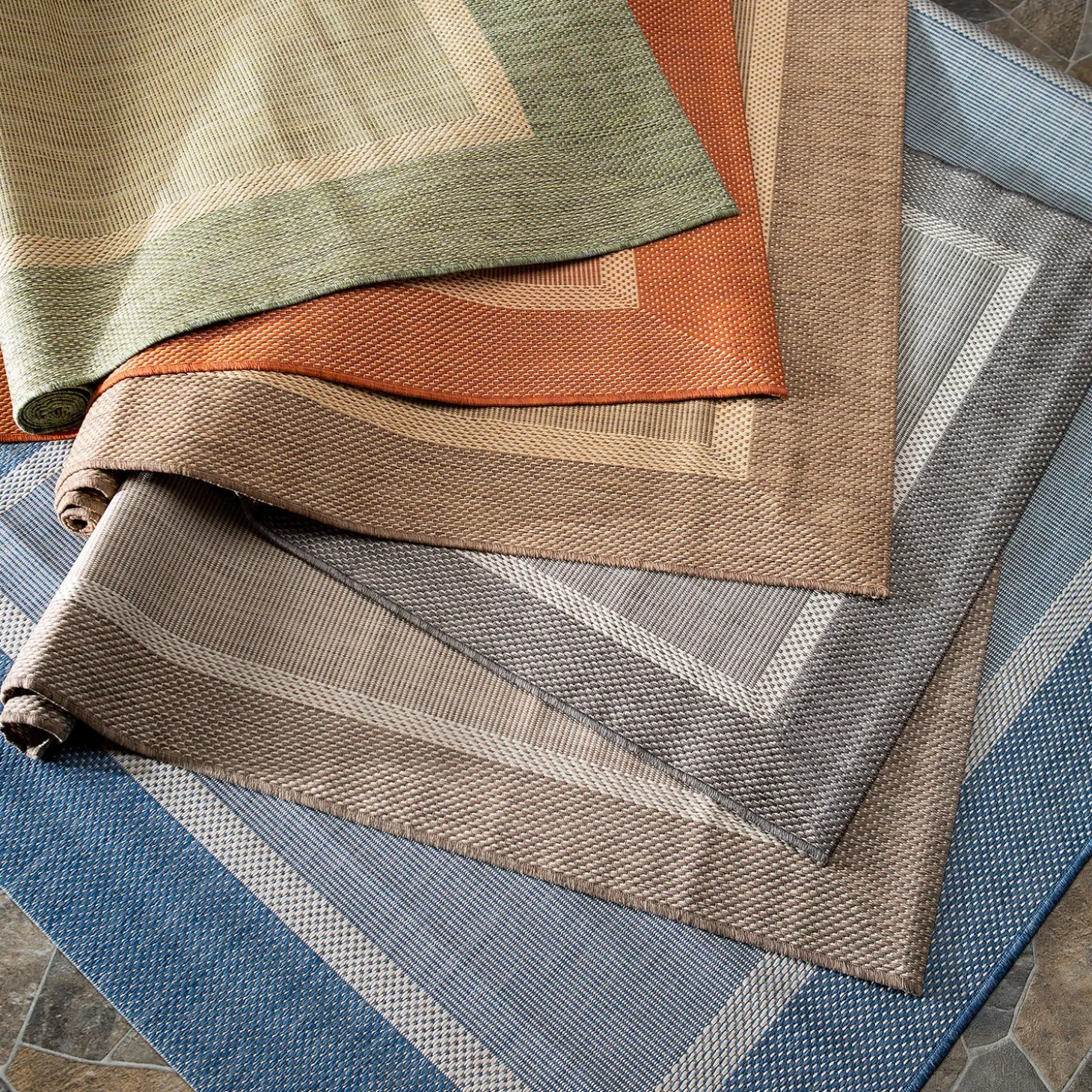 Area Rugs>Plow & Hearth Veranda Framework Indoor/Outdoor Polypropylene Rug, 5'3" x 7'6"