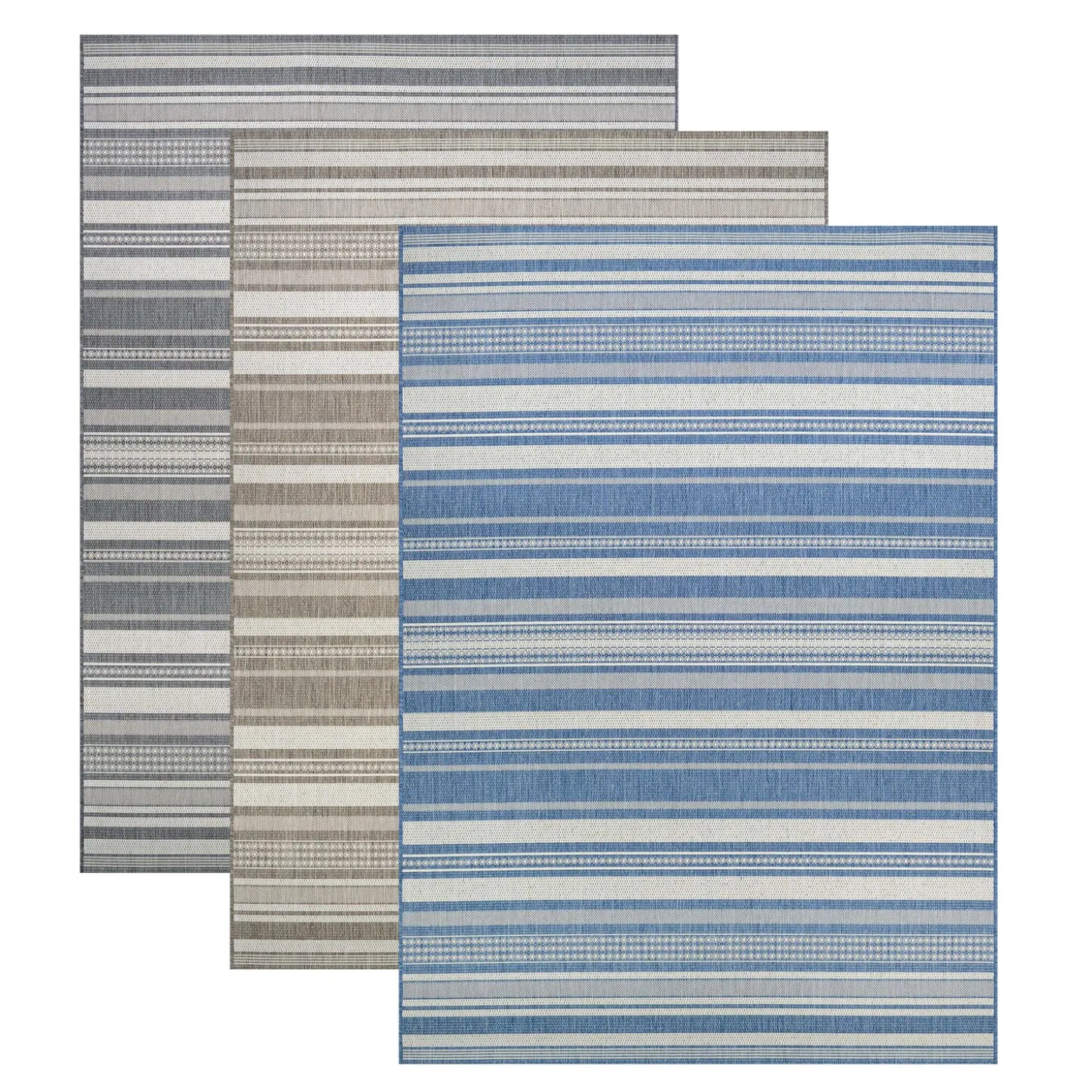 Area Rugs>Plow & Hearth Veranda Striped Indoor/Outdoor Polypropylene Rug, 7'6" x 10'9"
