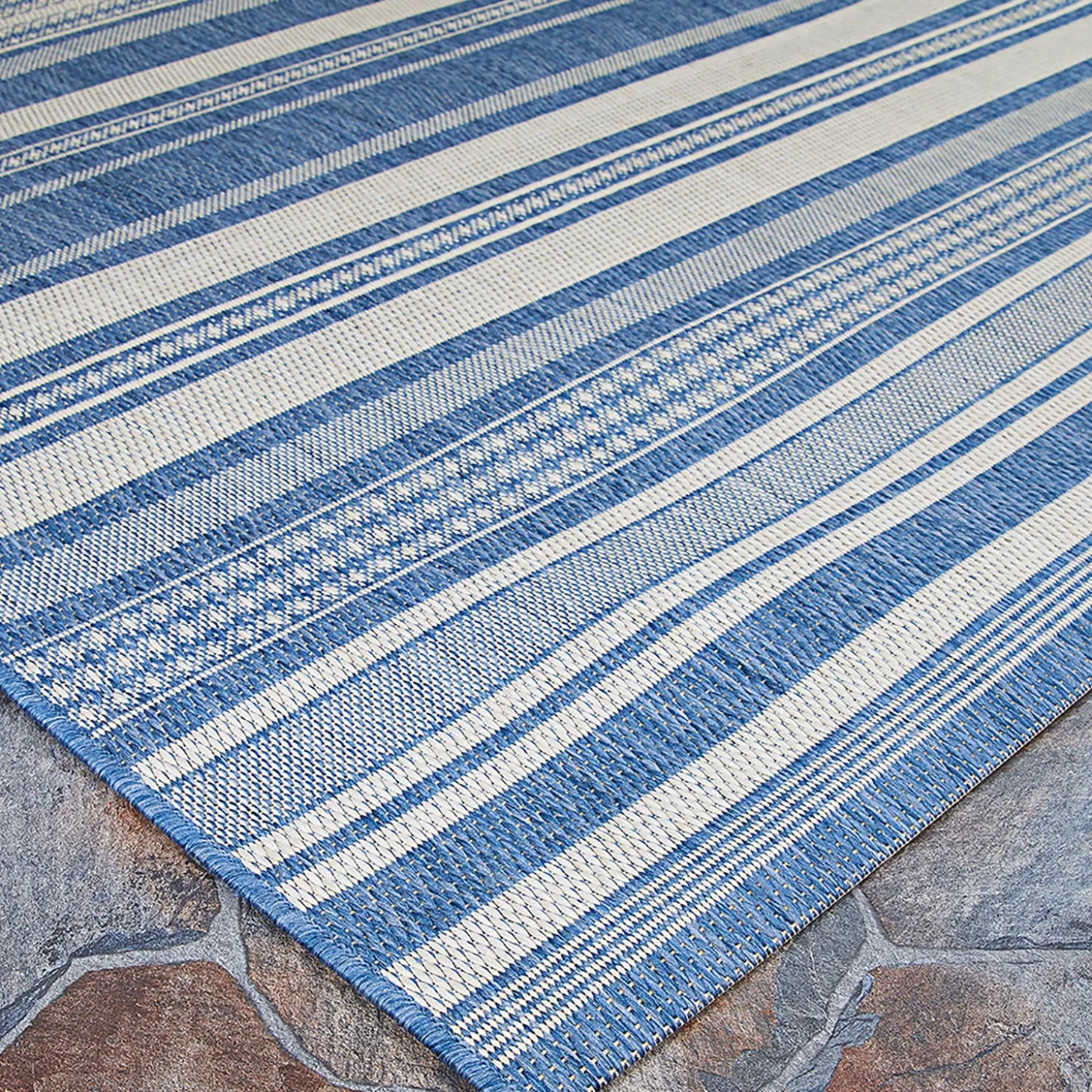 Area Rugs>Plow & Hearth Veranda Striped Indoor/Outdoor Polypropylene Rug, 7'6" x 10'9"