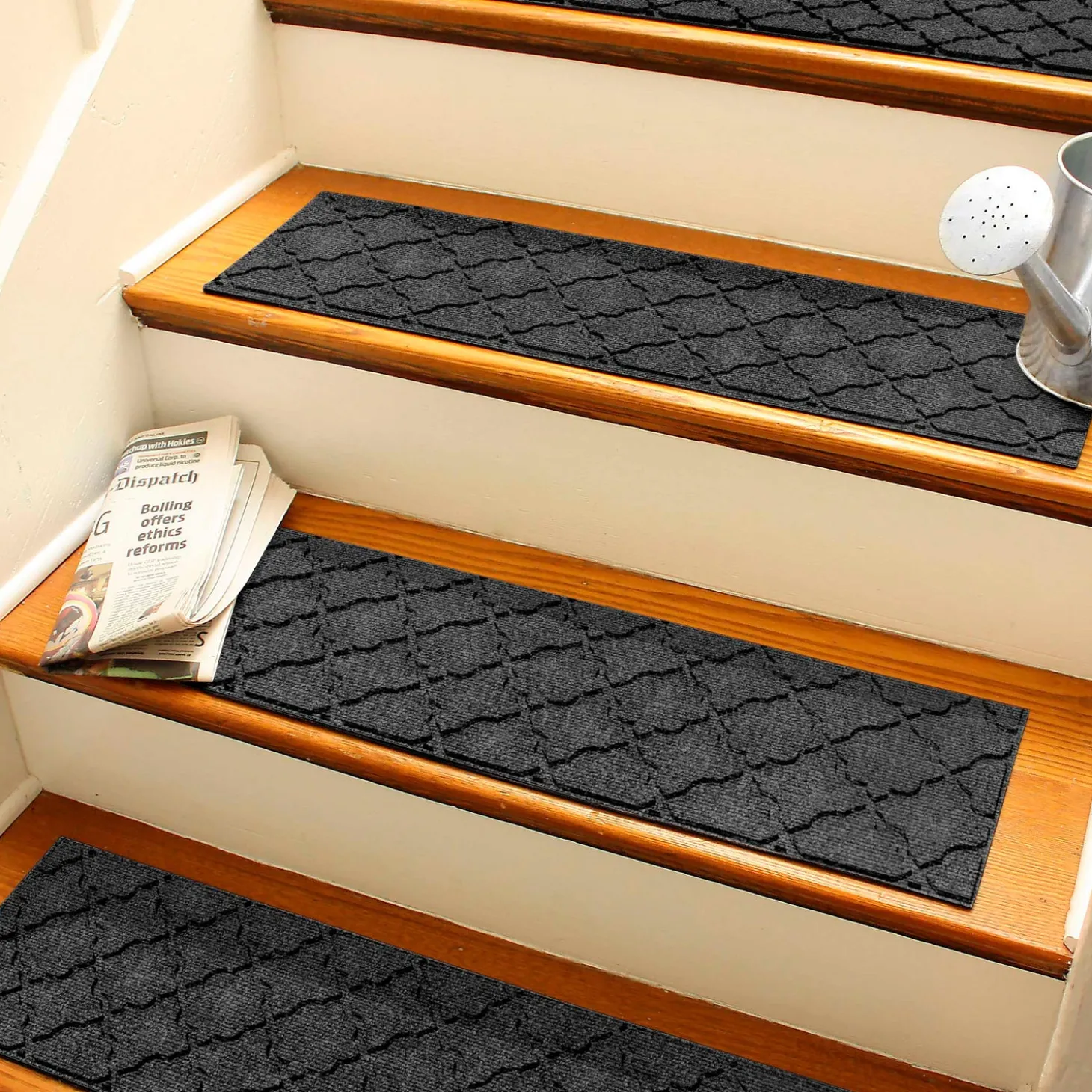 Stair Treads | Waterhog Doormats>Plow & Hearth WaterHog Cordova 8.5"x30" Indoor Outdoor Stair Treads, Set of 4