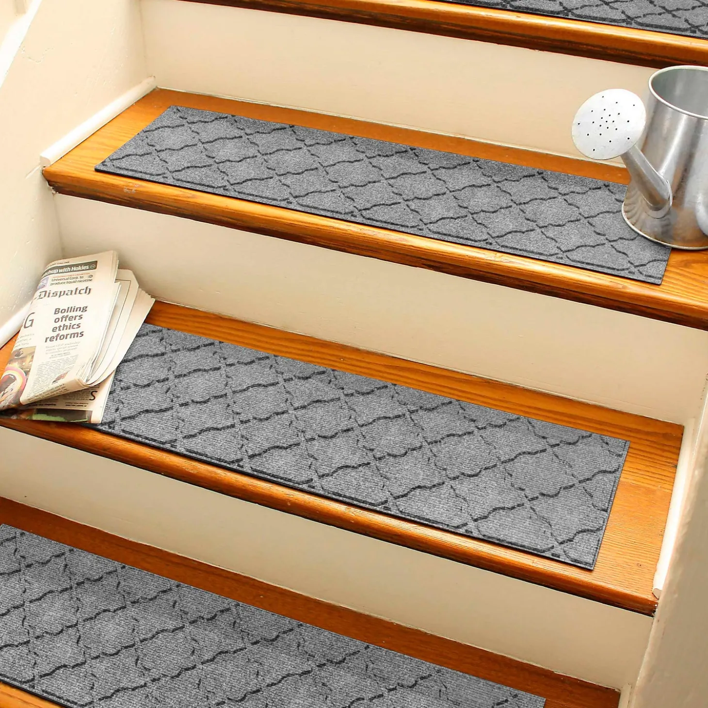 Stair Treads | Waterhog Doormats>Plow & Hearth WaterHog Cordova 8.5"x30" Indoor Outdoor Stair Treads, Set of 4