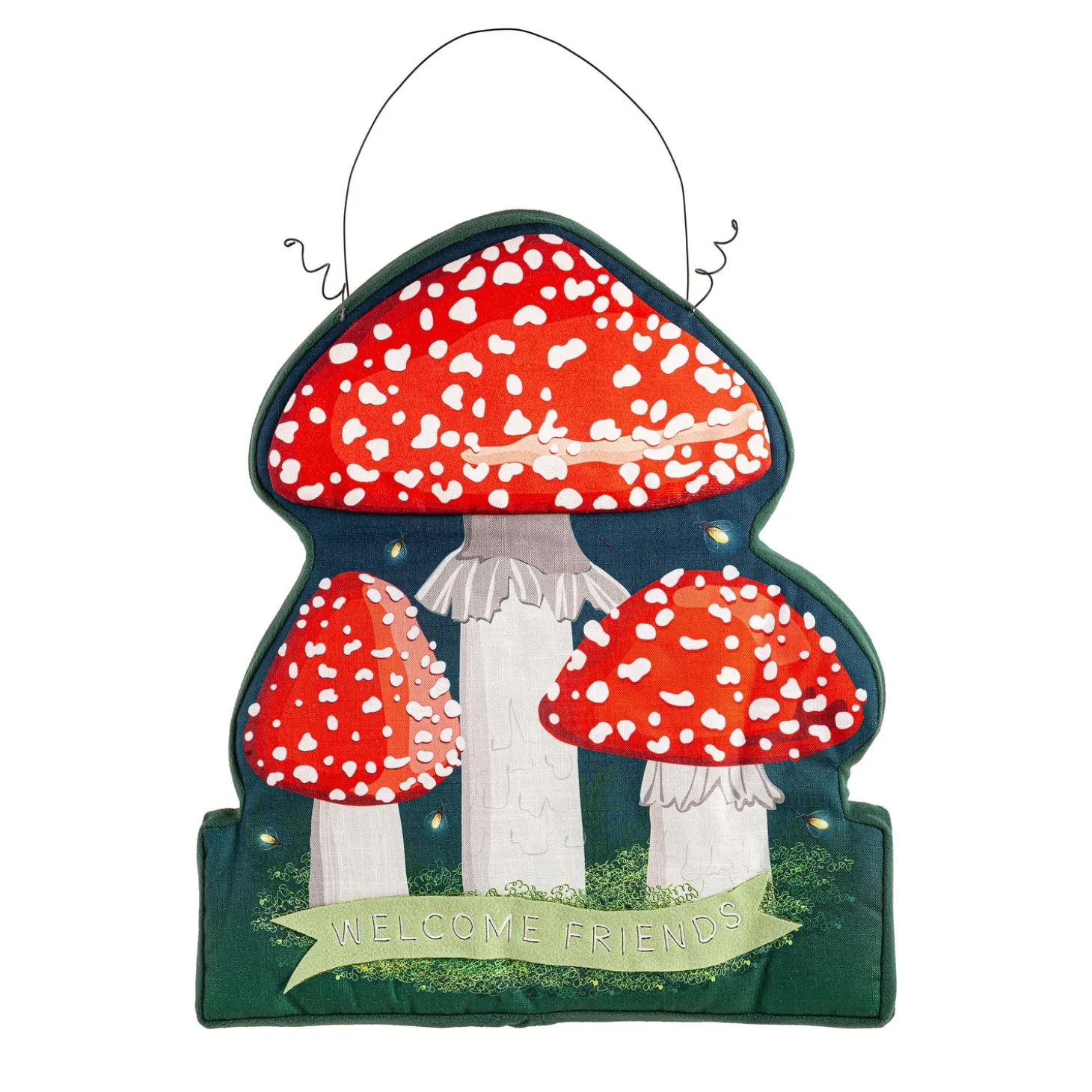Fabric Door Hangers>Plow & Hearth Welcome Friends Mushroom Garden Estate Door Décor