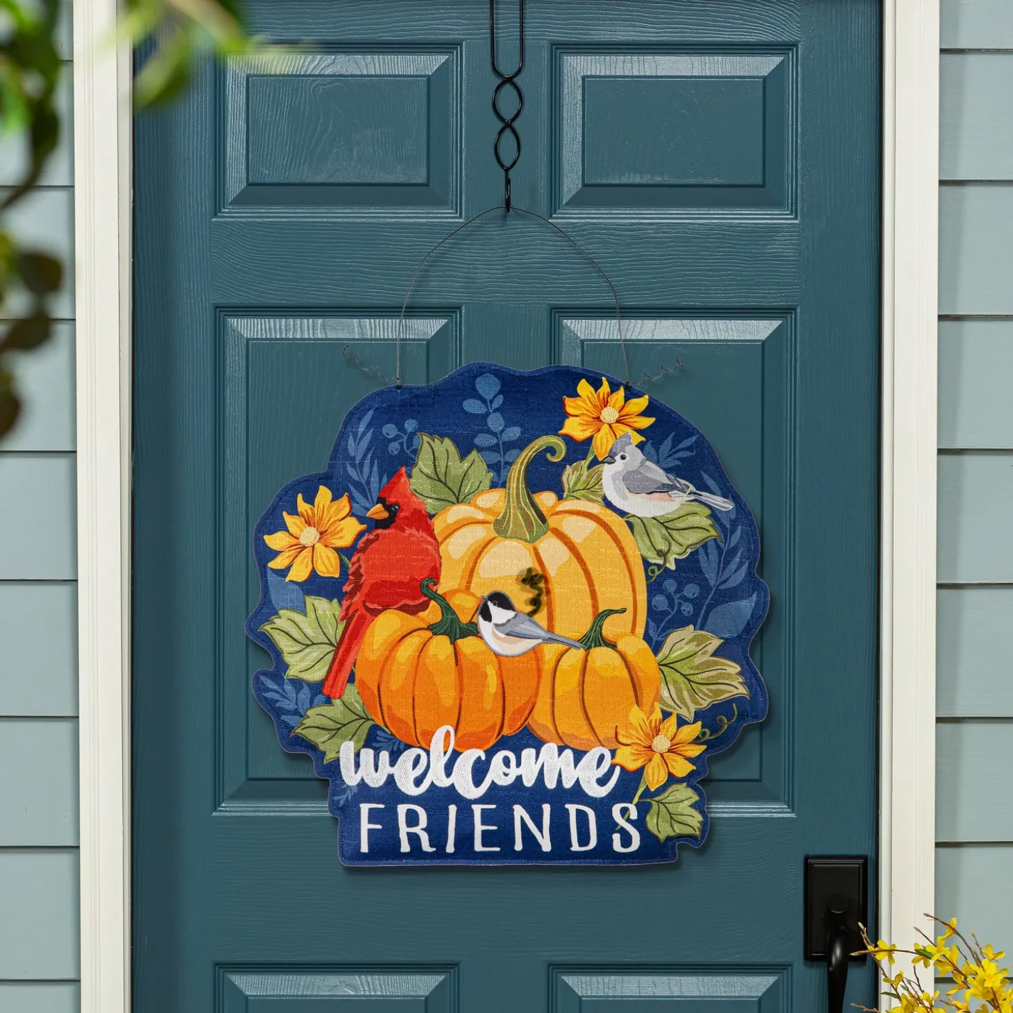 Fabric Door Hangers>Plow & Hearth Welcome Friends of Fall/Halloween Double Sided Estate Door Décor