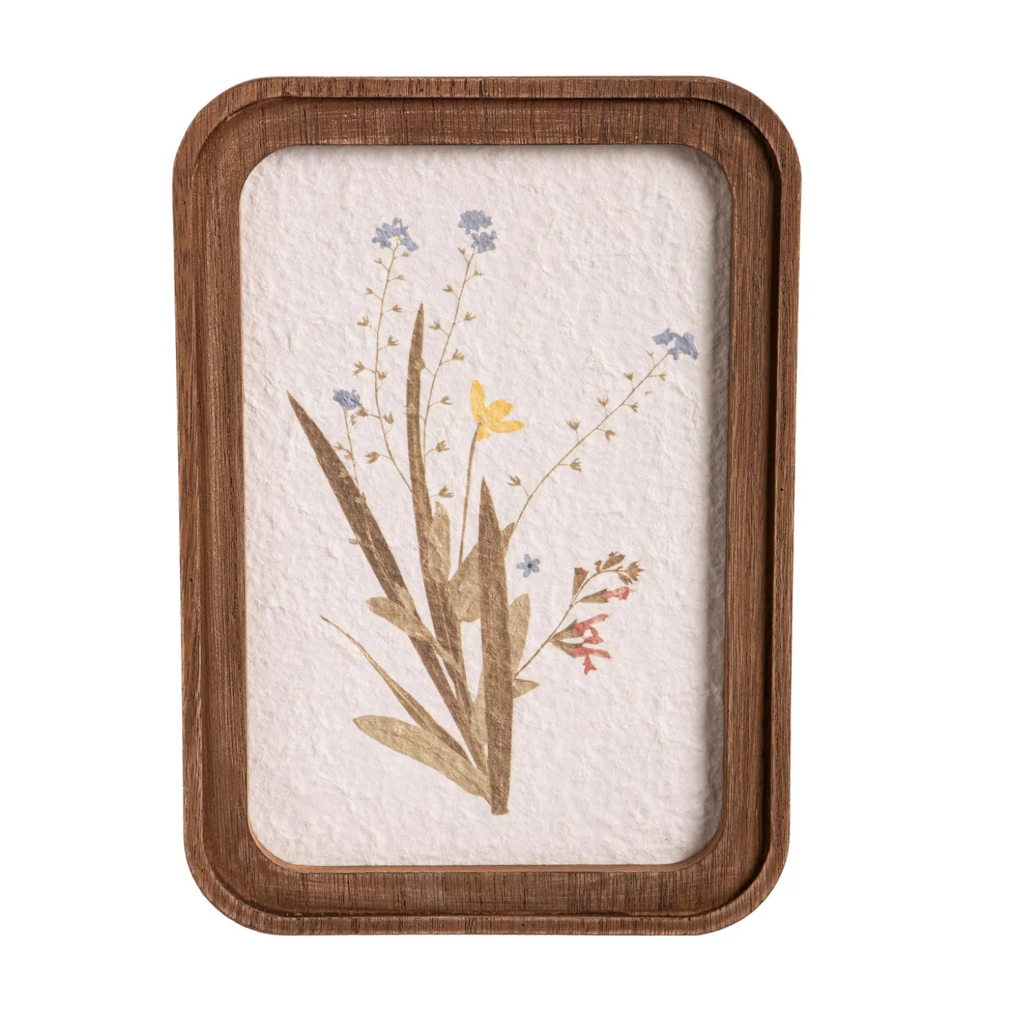Decorative Accents>Plow & Hearth Wood and Paper Pressed Flower Table Décor, 10"H