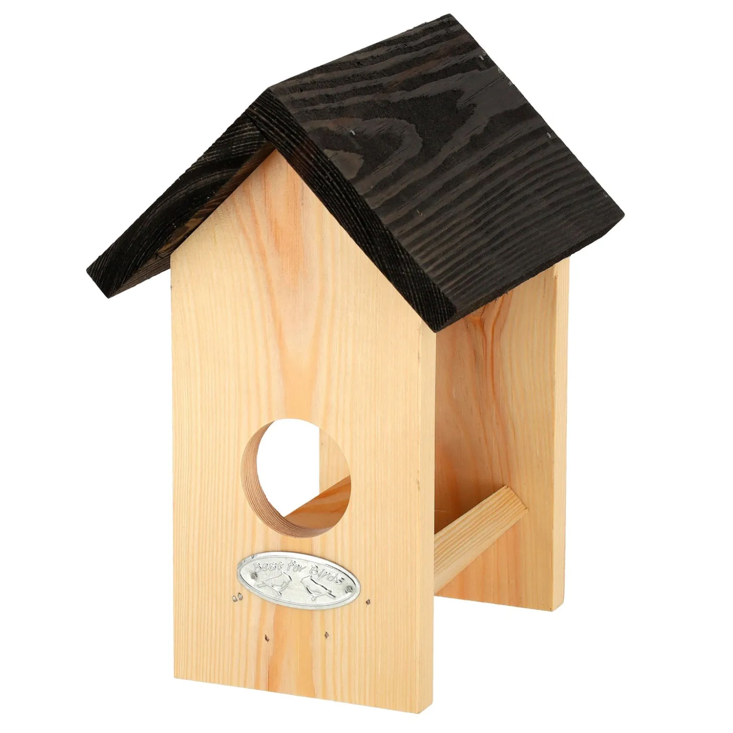 Bird Feeders>Plow & Hearth Wooden Open House Peanut Butter Bird Feeder with Jar of Peanut Butter