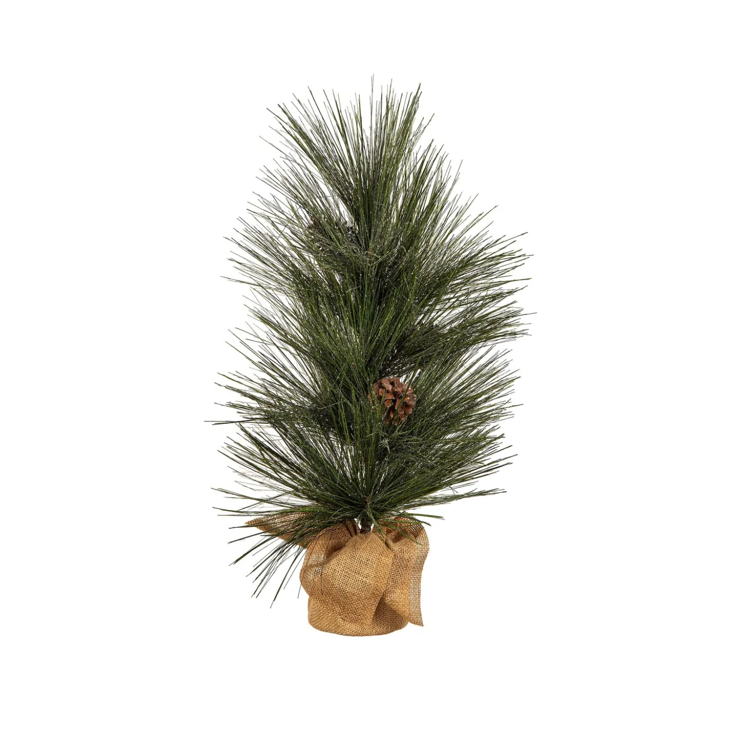 Faux Flowers & Plants | Lighted Trees & Garlands>Plow & Hearth Woodland Storybook Faux Floral Table Decor Shimmering Long Need Pinecone Tree with Burlap Base, 24"