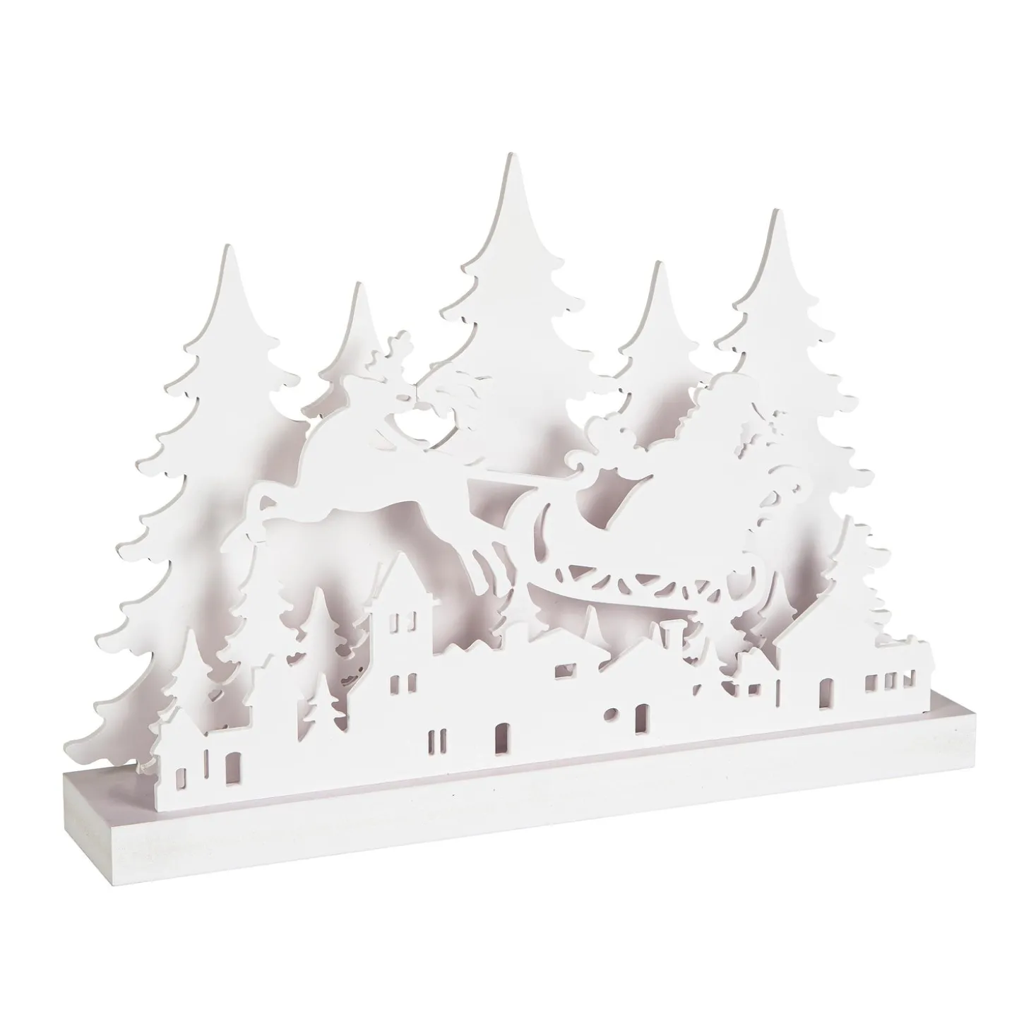 Decorative Accents>Plow & Hearth Woodland Storybook LED Table Decor Sled with Reindeer Scene, 16.75"