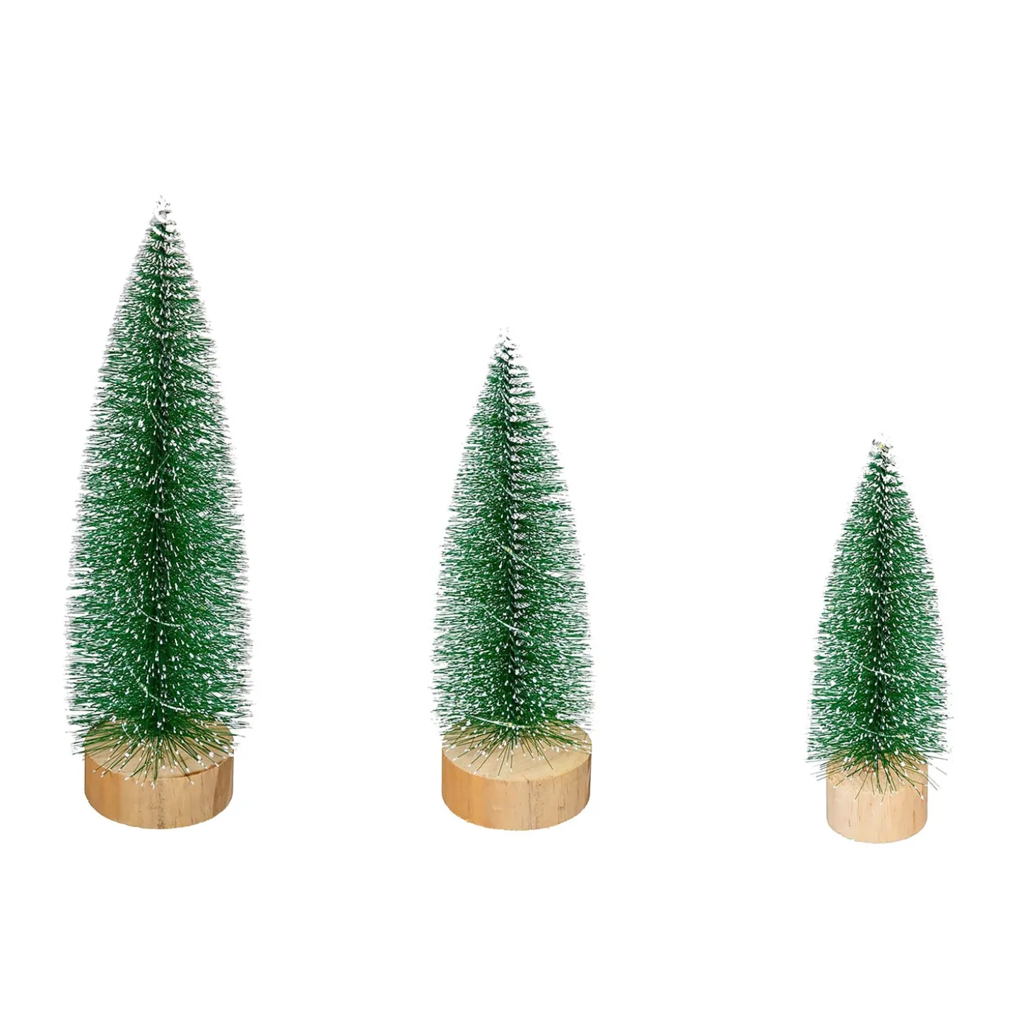 Decorative Accents>Plow & Hearth Woodland Storybook LED Table Decor Snow Covered Bottle Brush Tree, Set of 3